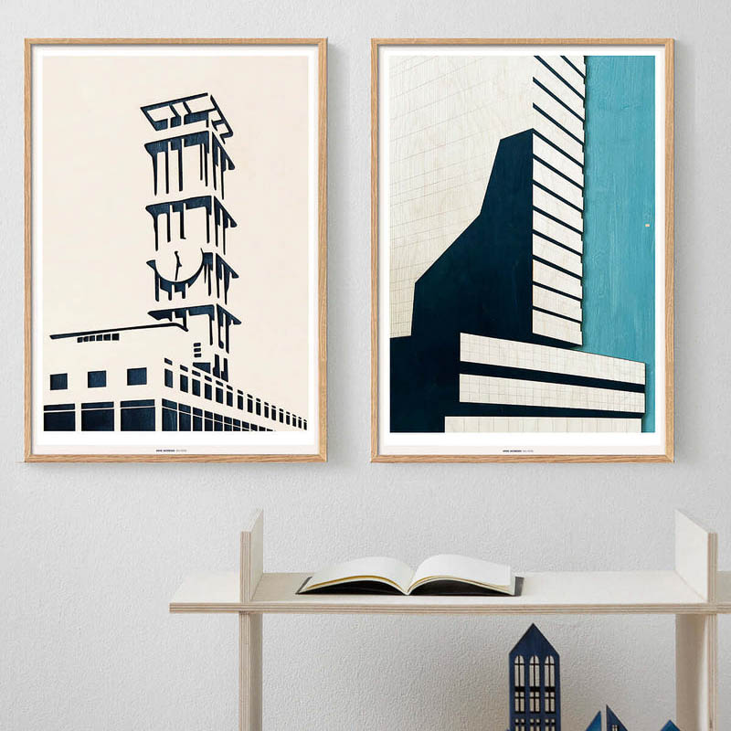 KOLEKTO STUDIO Arne Jacobsen Tribute Poster - SAS Hotel Art Print 50x70cm - Mid Century Modern Wall Decor for Living Room, Office & Gallery