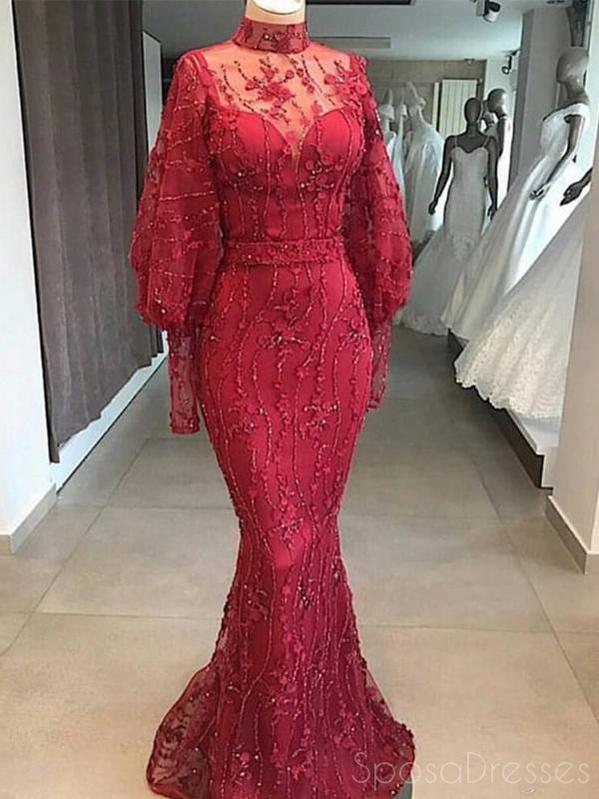 Elegant Mermaid Tulle Applique Long Sleeve Prom Dress for Sweet 16 | Formal Evening Gown with Floral Embroidery | Perfect for Homecoming, Quinceañera & Special Occasions
