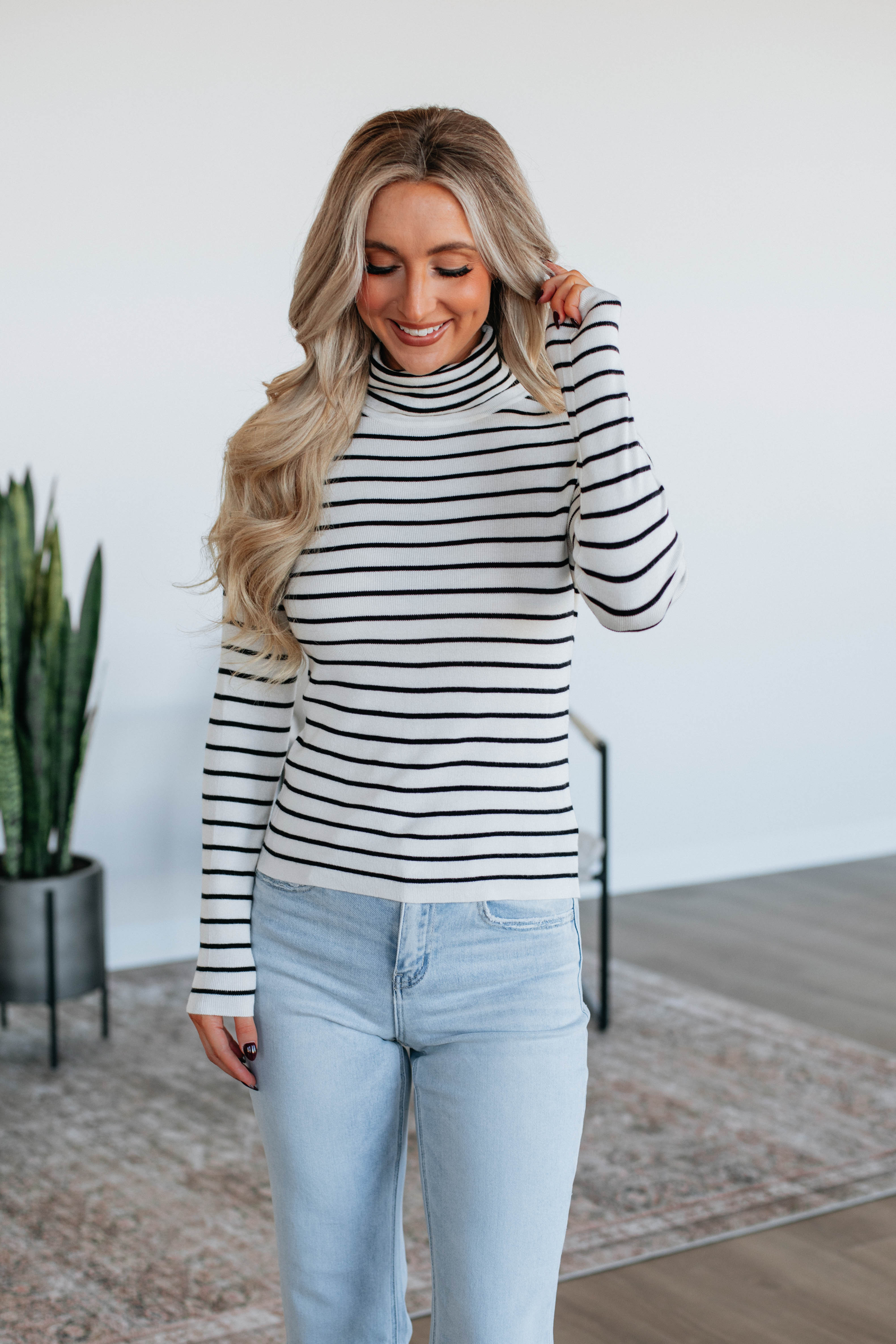 Berkeley Striped Sweater for Women - Ivory Knit Pullover | Cozy Casual Wear for Fall & Winter | Perfect for Office, Dates and Weekend Outings
