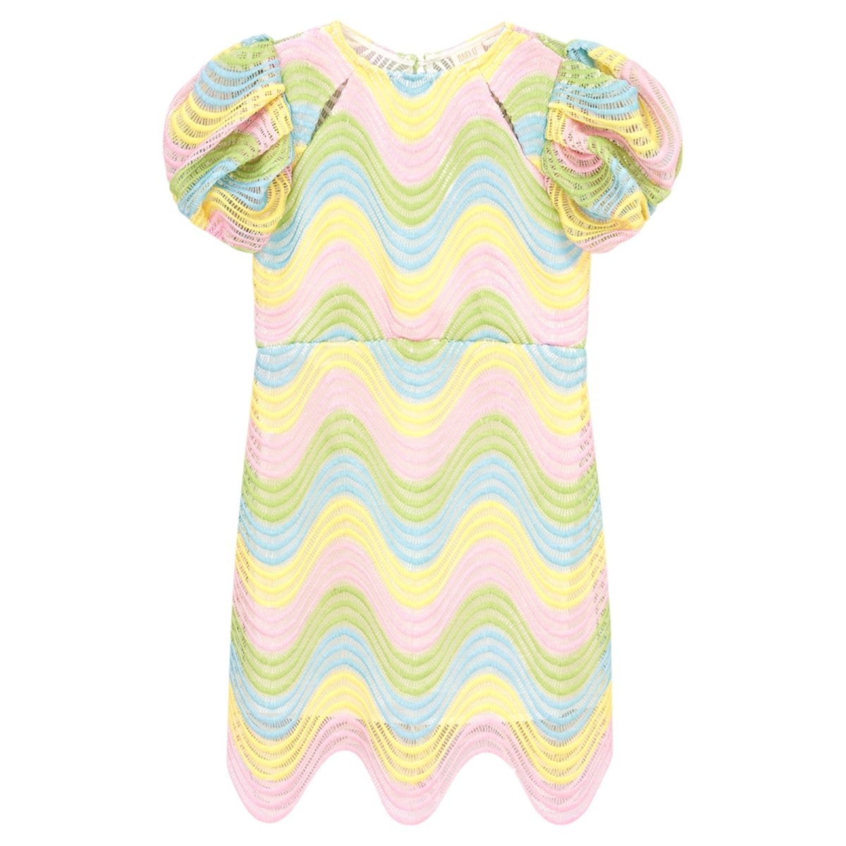 PUFF SLEEVE ZIGZAG CROCHET DRESS for Women - Boho Chic Summer Beach Dress, Party & Vacation Outfit