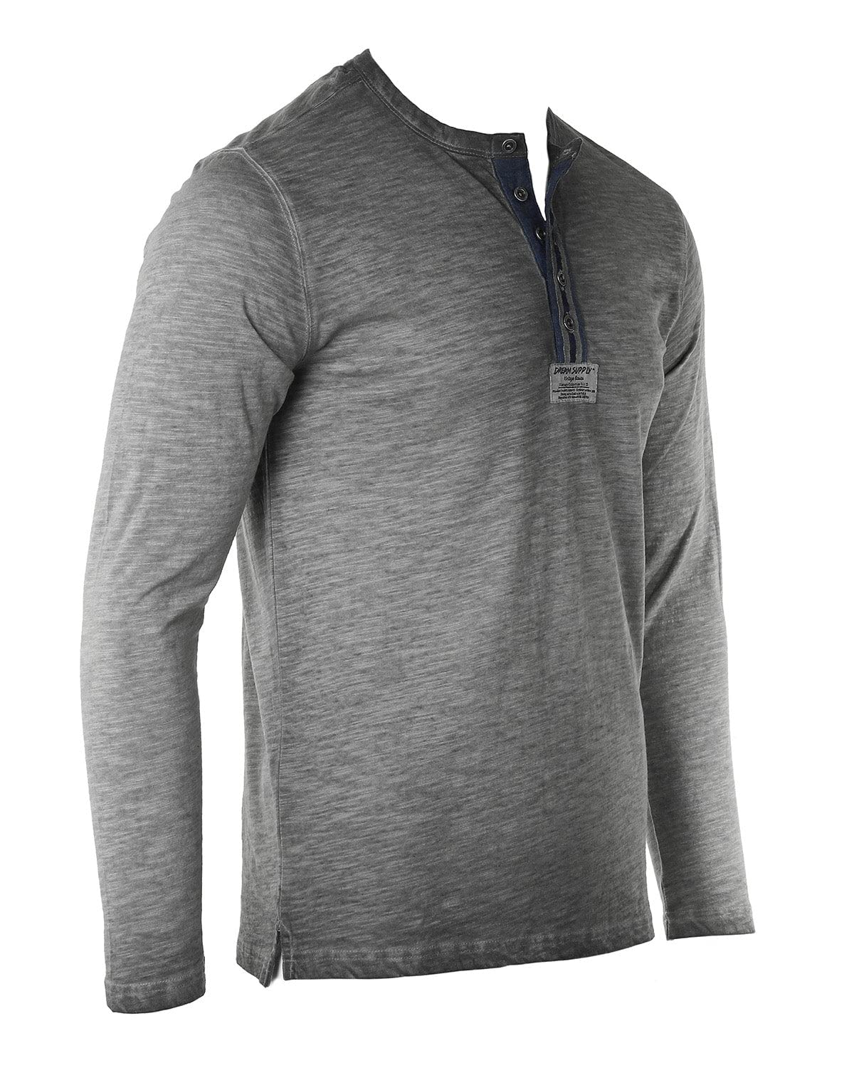 Vintage Wash Men's Long Sleeve Henley Shirt - Soft Cotton Button Up Casual T-Shirt for Everyday Wear & Outdoor Activities