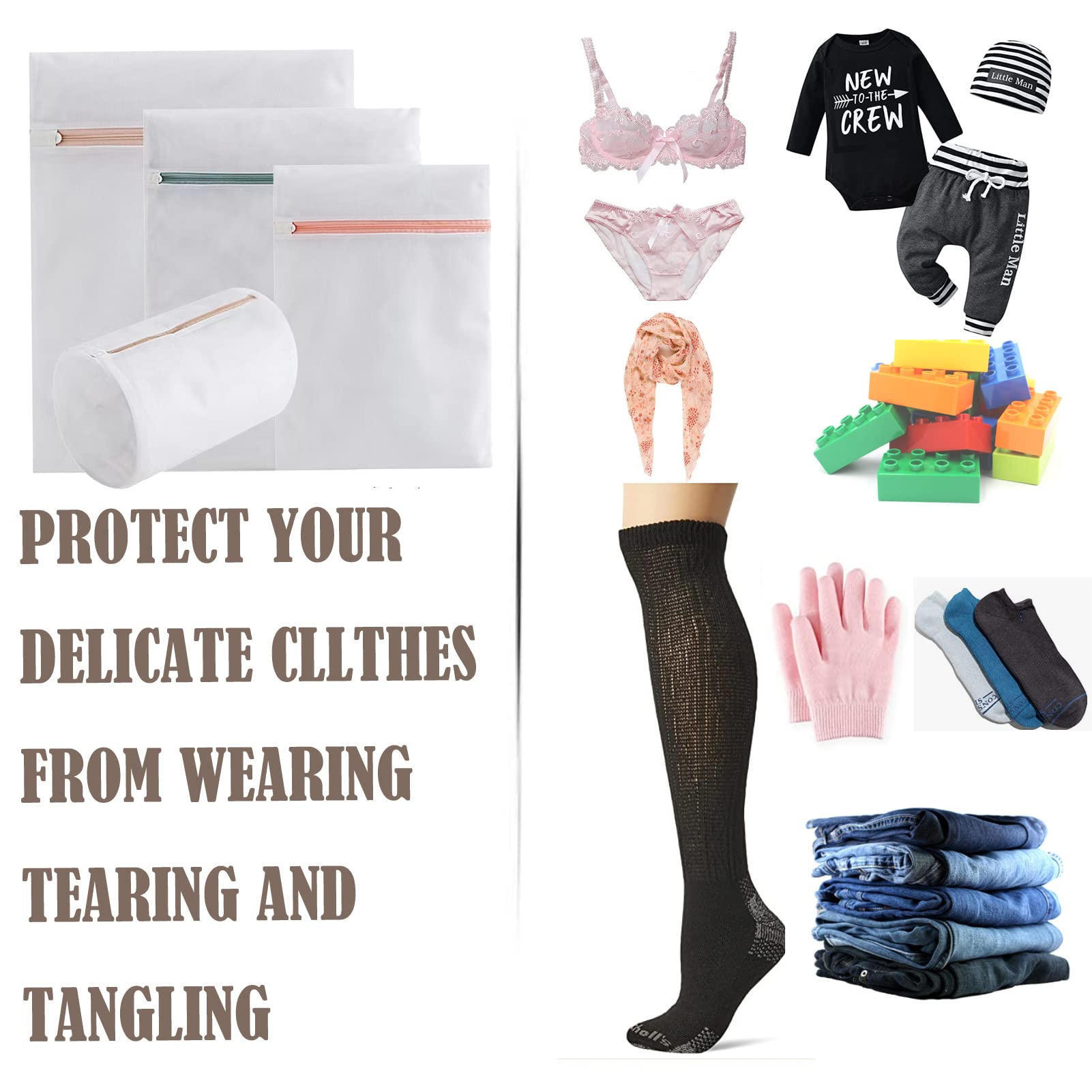 Mesh Laundry Bags for Delicates - 4 Pack Washing Machine Bags for Bras, Underwear, Socks & Clothes | Gentle Protection for Lingerie, Jeans, Dresses & Blouses | Perfect for Travel, Gym & Home Laundry Care