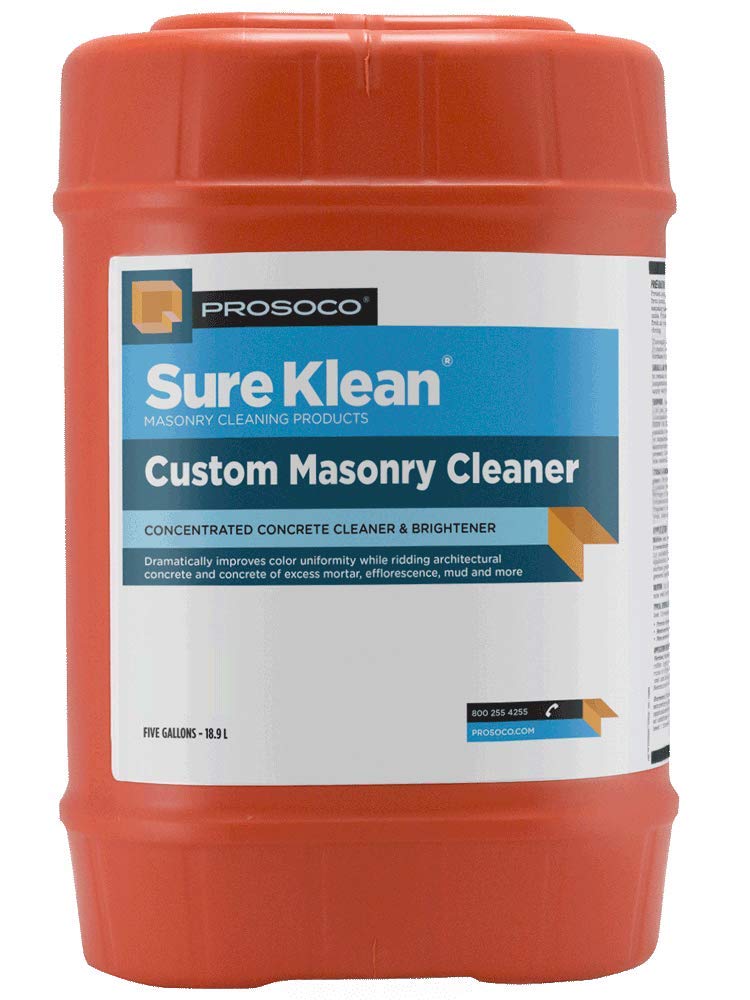 Prosoco Custom Masonry Cleaner 5 Gallon - Heavy-Duty Concrete & Brick Cleaner for Driveways, Patios & Exterior Walls - Professional Strength Cleaning Solution