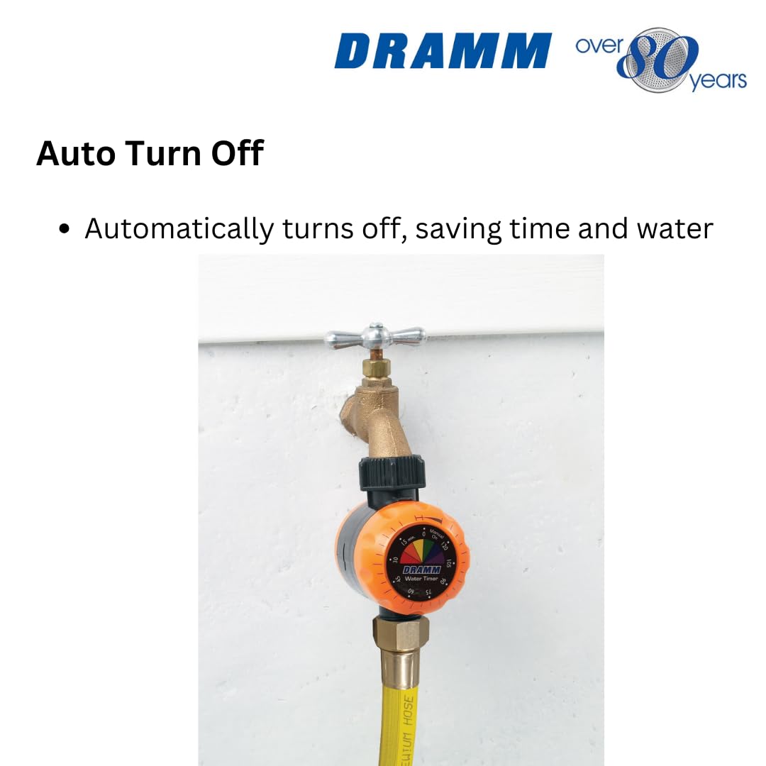 Dramm ColorStorm Premium Mechanical Water Hose Timer - Automatic Shut Off, 120 Min Run Time, Compact for Lawn, Garden, Drip & Soaker Hoses | Perfect for Automated Watering Systems, Sprinklers & Irrigation