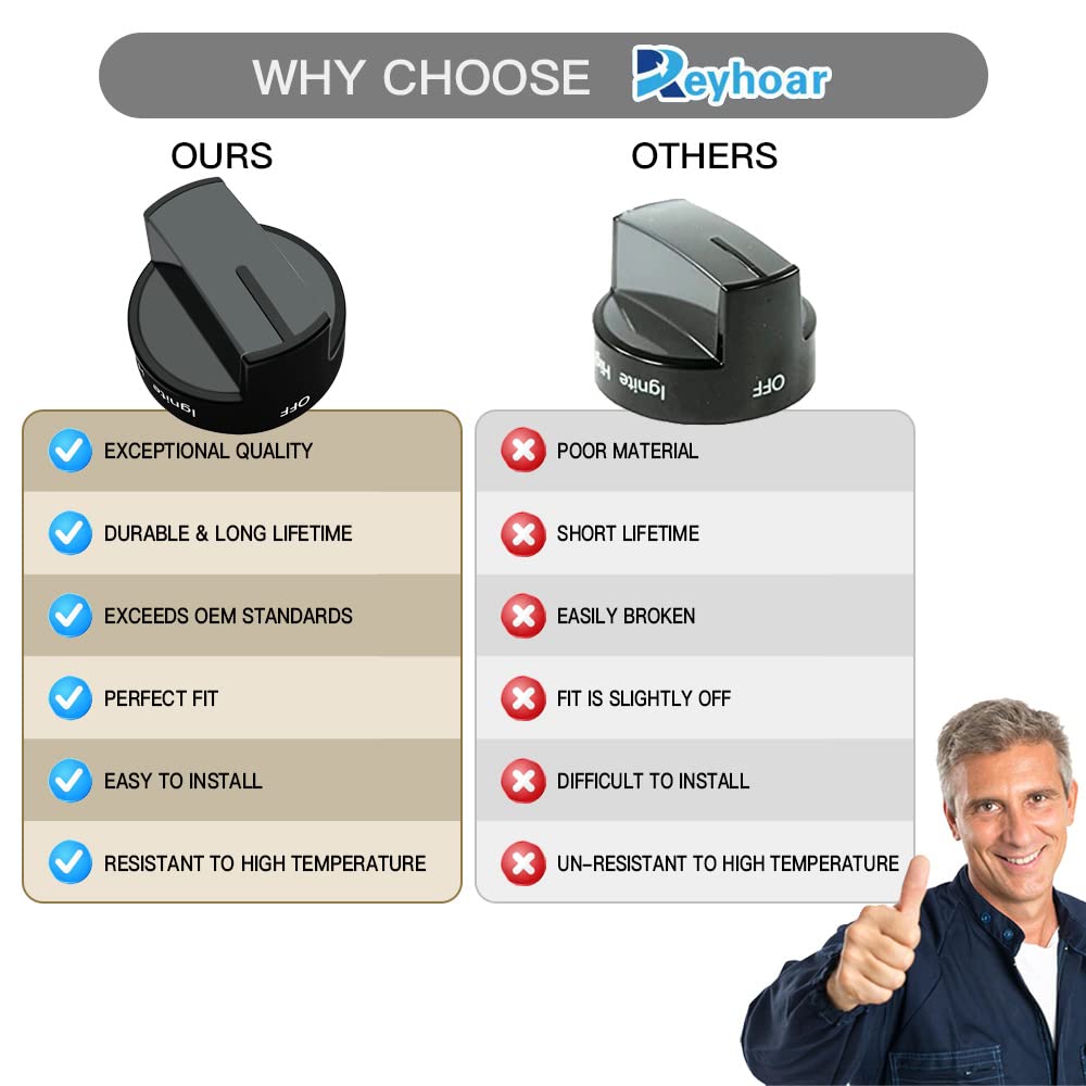 Black Gas Range Knob Replacement for Whirlpool Stove/Oven (2 Pack) - Compatible with WPW10339442 & PS3507188 - Perfect for Kitchen Appliance Repair and DIY Upgrades