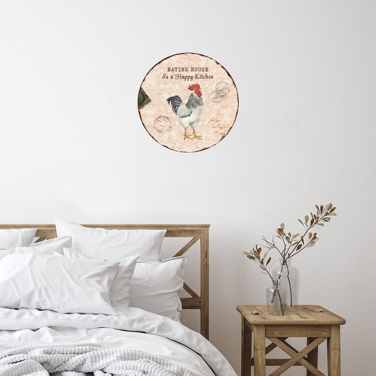 Vinyl Wall Quotes Stickers - 'Eating House is A Happy Kitchen' Inspirational Wall Decals, Farmhouse Rooster Wall Art for Kitchen, Bedroom, School & Furniture Decor - Perfect for Home, Office & Classroom Motivational Decor