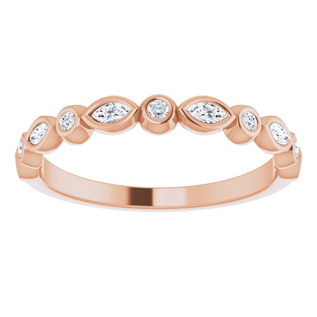 0.27 ct Marquise & Round Diamond Wedding Band - Bezel Set Anniversary Ring for Women - Perfect for Bridal, Engagement & Special Occasions