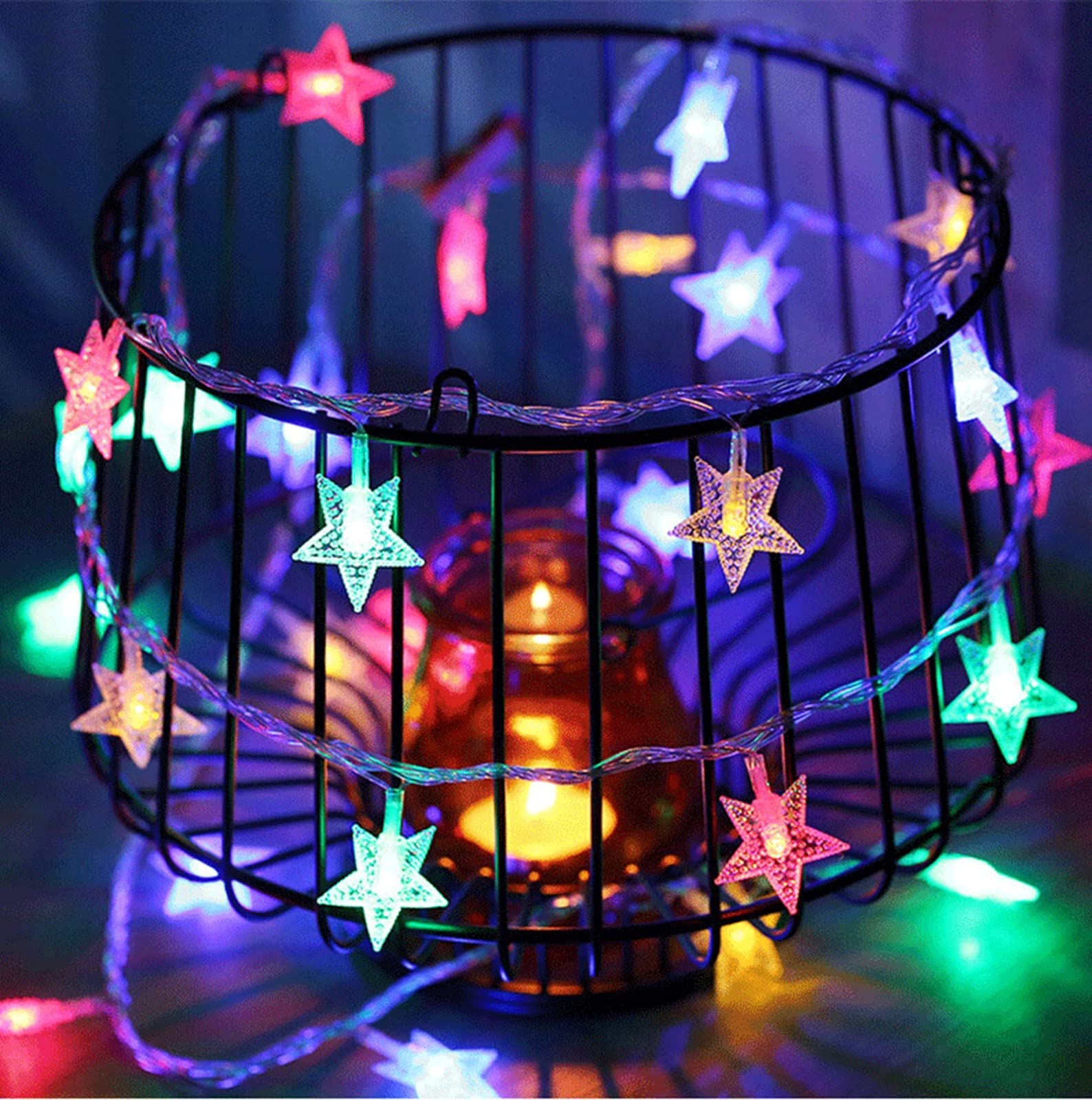 FlekmanArt LED Star String Lights - 10/20 Battery Operated Fairy Lights for Indoor & Outdoor Christmas Decorations | Waterproof Holiday String Lights for Bedroom, Garden, Party & Wedding Decor