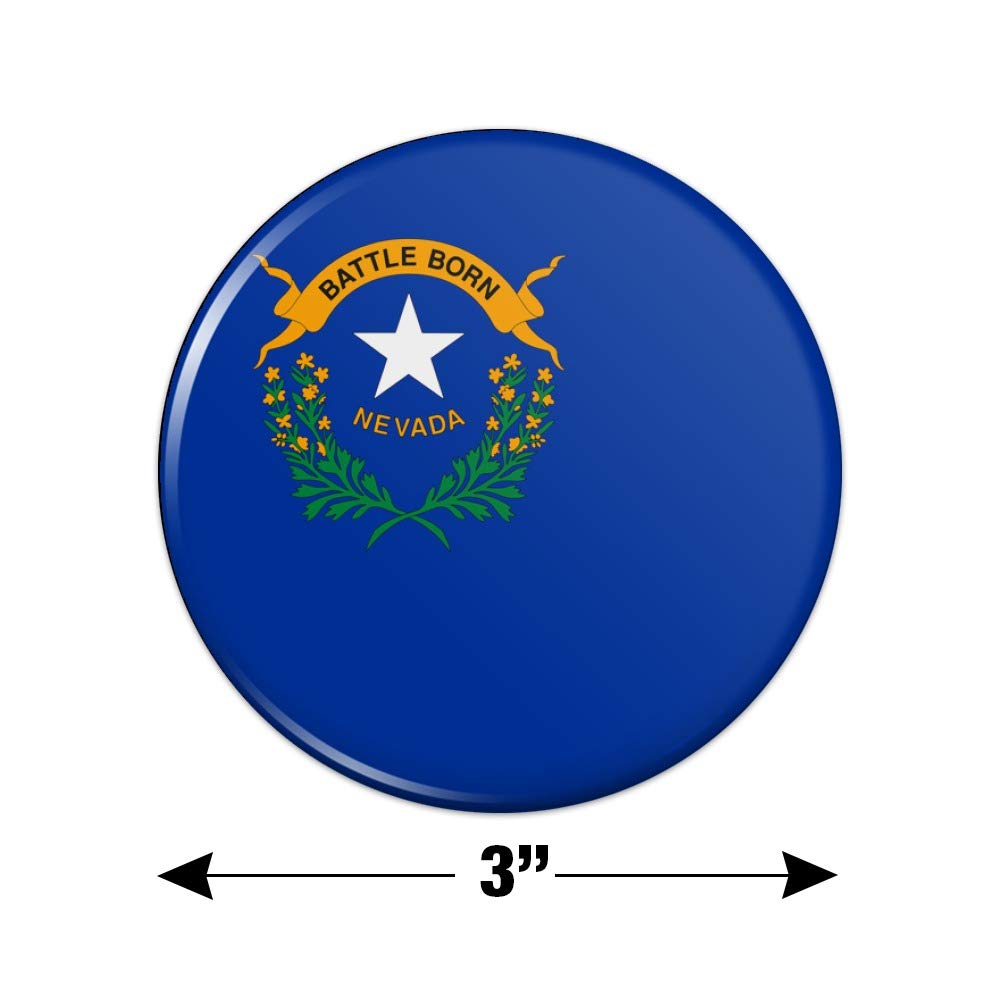 Nevada State Flag Refrigerator Magnet - Strong Kitchen & Locker Decorative Button Magnet for Home, Office, Dorm Room (USA Made)