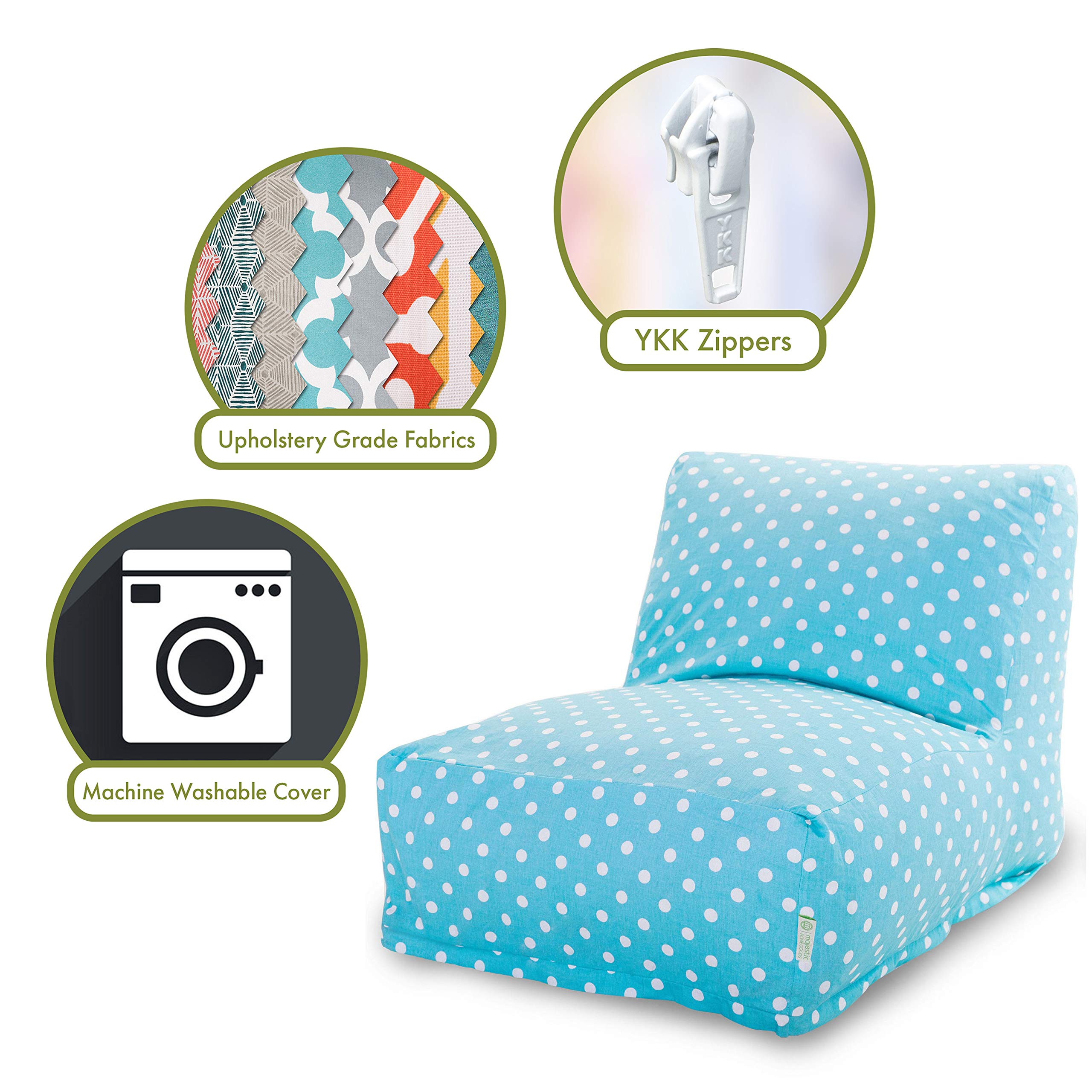 Aquamarine Small Polka Dot Bean Bag Chair - Soft Comfortable Lounge Chair for Kids & Adults - Perfect for Living Room, Bedroom, Game Room & Dorm Decor
