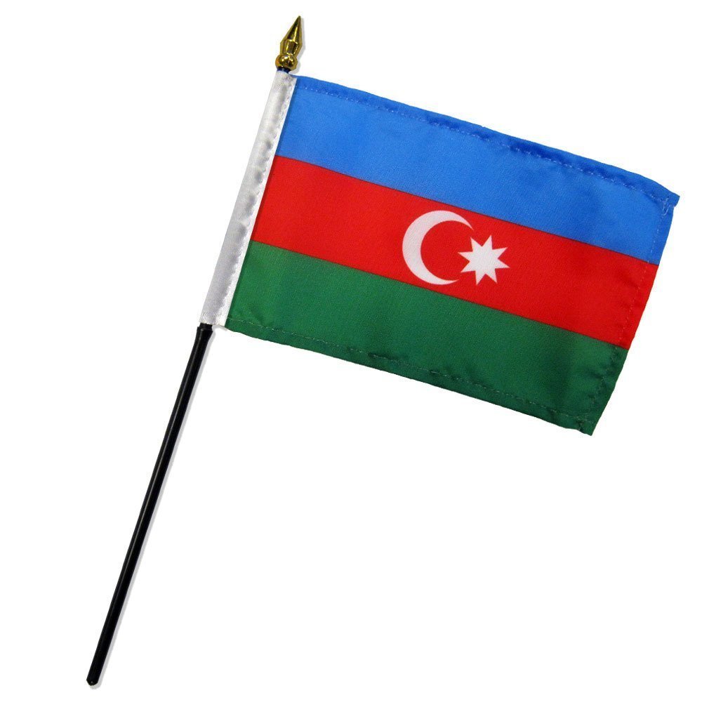 Azerbaijan 4x6 Inch Mini Desk Stick Flags - 12 Pack Without Base - Perfect for Office Decor, International Events & Patriotic Displays