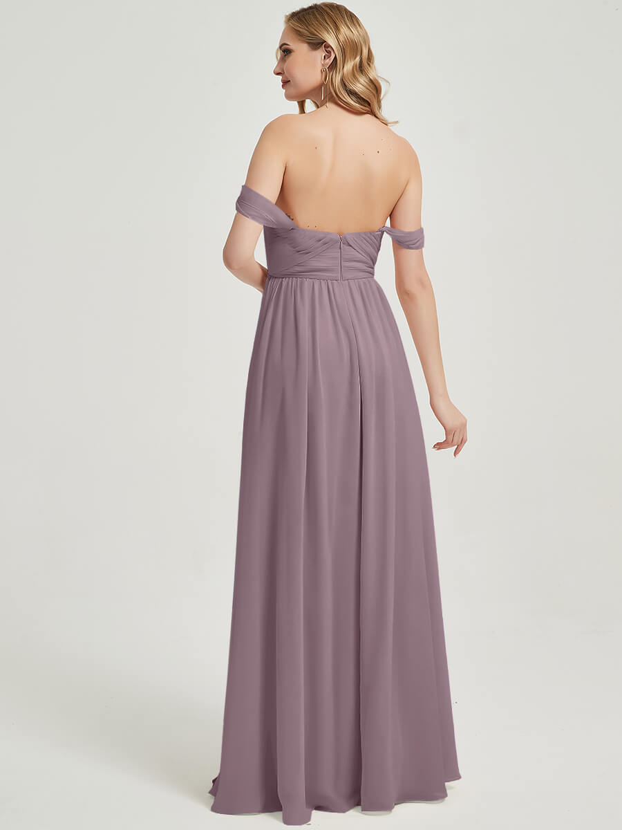 Elegant Convertible Halter Off-Shoulder Chiffon Bridesmaid Dress Maxi - Perfect for Weddings, Prom, and Formal Events