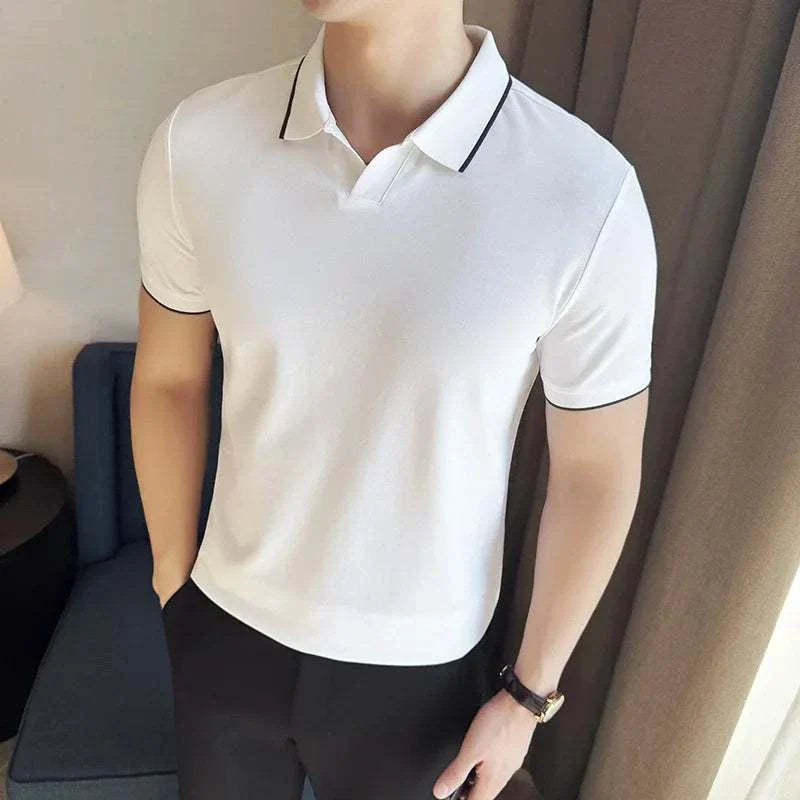 British Slim Fit Summer Polo Shirt for Men - Breathable Cotton Casual Short Sleeve Tee - Perfect for Golf, Office & Outdoor Activities