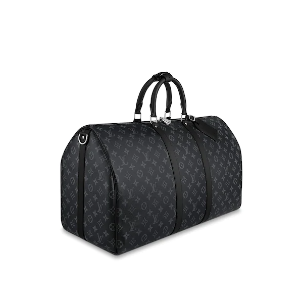 LV Keepall Bandouliere 55 Monogram Eclipse Travel Duffle Bag - Stylish Carry-On Luggage for Weekend Getaways & Business Trips