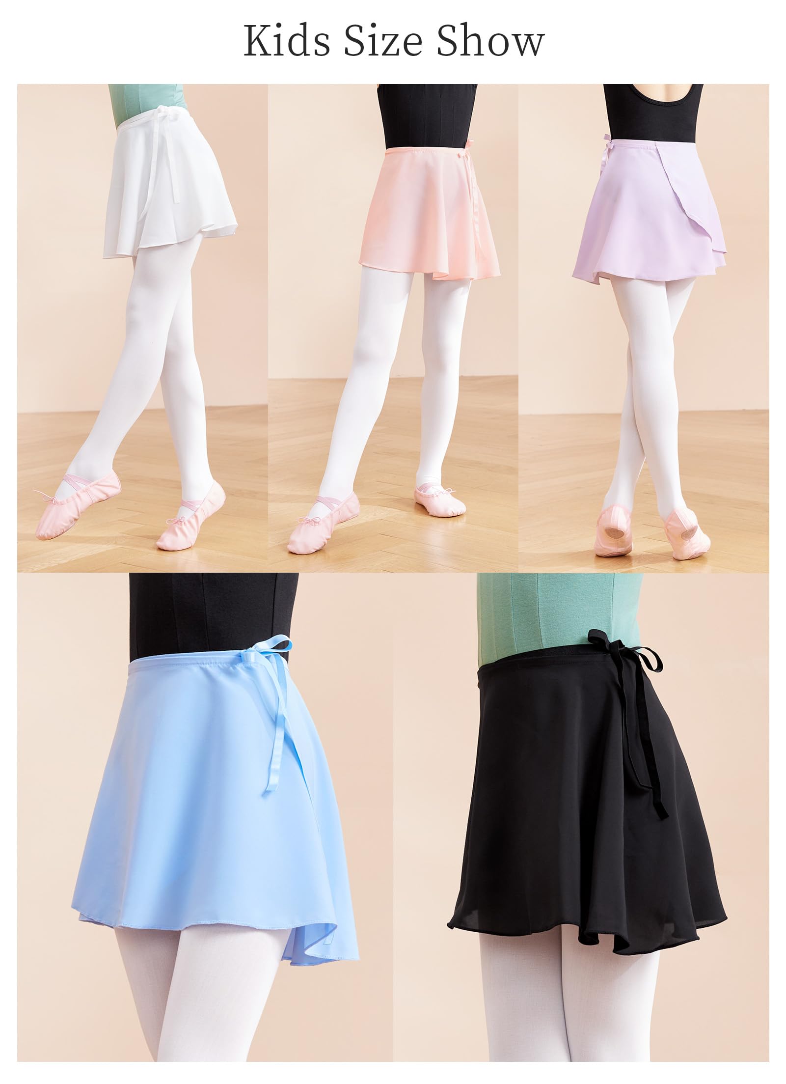 Phoeswan Chiffon Ballet Wrap Skirt for Girls & Women - Elastic Tie Dance & Skating Skirt for Ballet, Yoga, and Performance