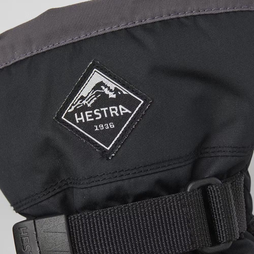 Hestra Gauntlet Czone Kids Ski Mittens - Waterproof Winter Gloves for Boys & Girls, Black (32531) - Perfect for Snowboarding, Skiing & Outdoor Winter Activities