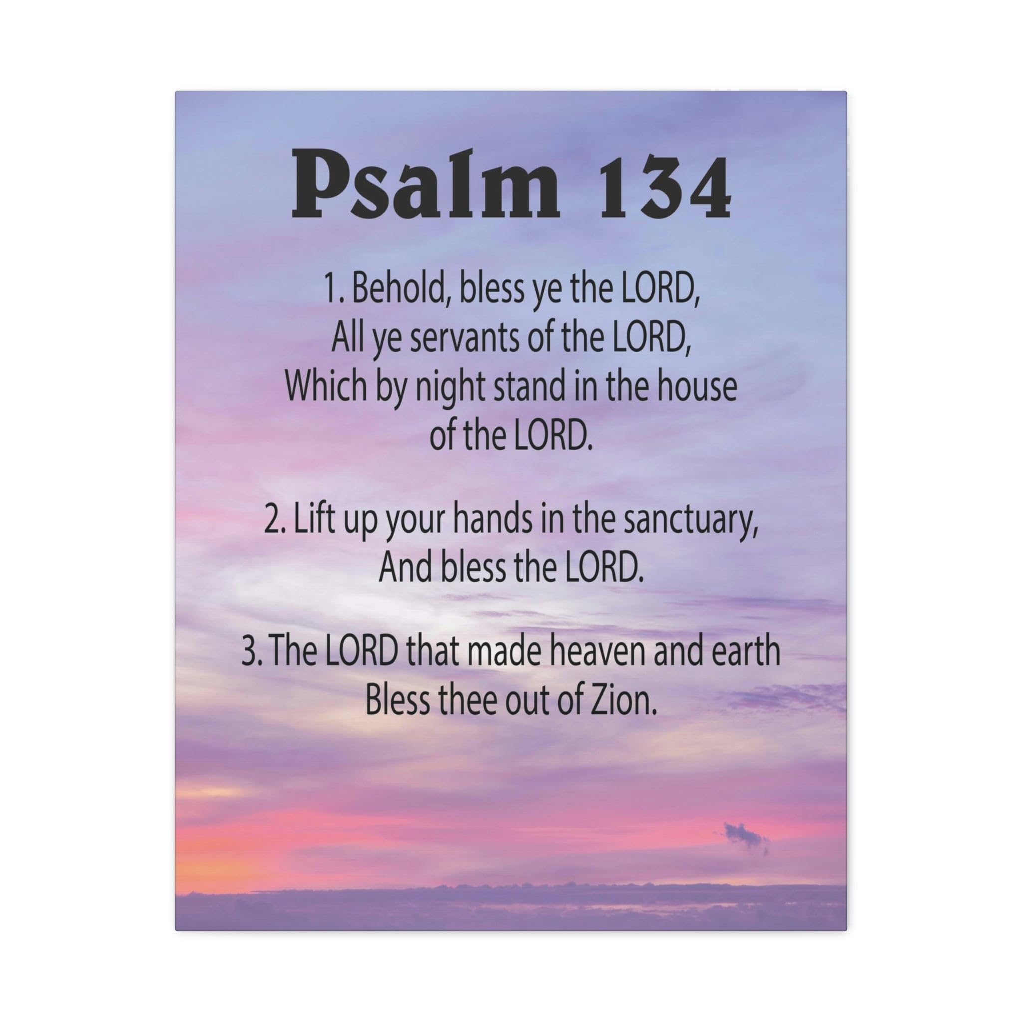 Christian Wall Art Canvas - Bible Verse Psalm 134 House of The Lord - Inspirational Scripture Home Decor for Living Room, Bedroom & Church