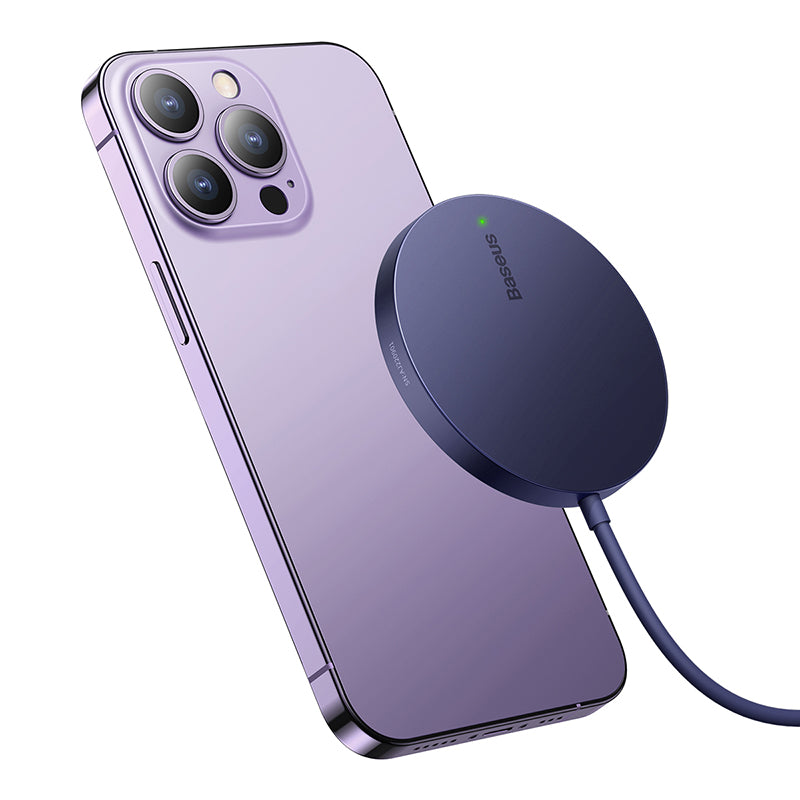 Baseus Simple Mini3 15W MagSafe Wireless Charger - Fast Charging for iPhone 12/13/14, Purple - Perfect for Home, Office & Travel