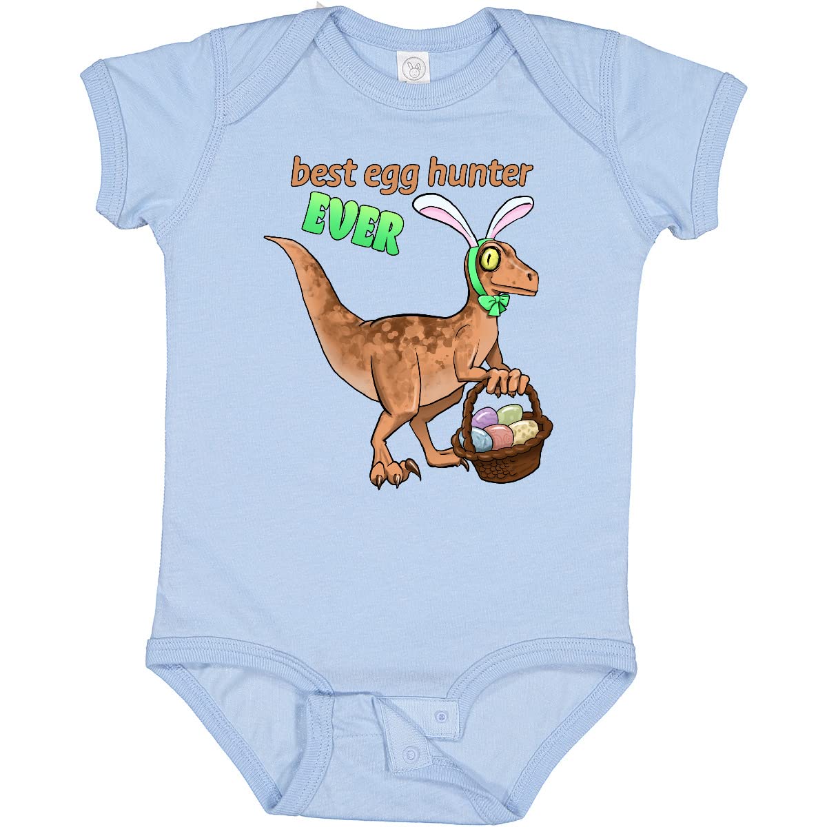 Inktastic Best Egg Hunter Ever Easter Dinosaur Baby Bodysuit - Cute Dino Graphic Onesie for Easter Egg Hunt, Baby Shower & Holiday Photos - Soft Cotton Infant Bodysuit for Boys & Girls