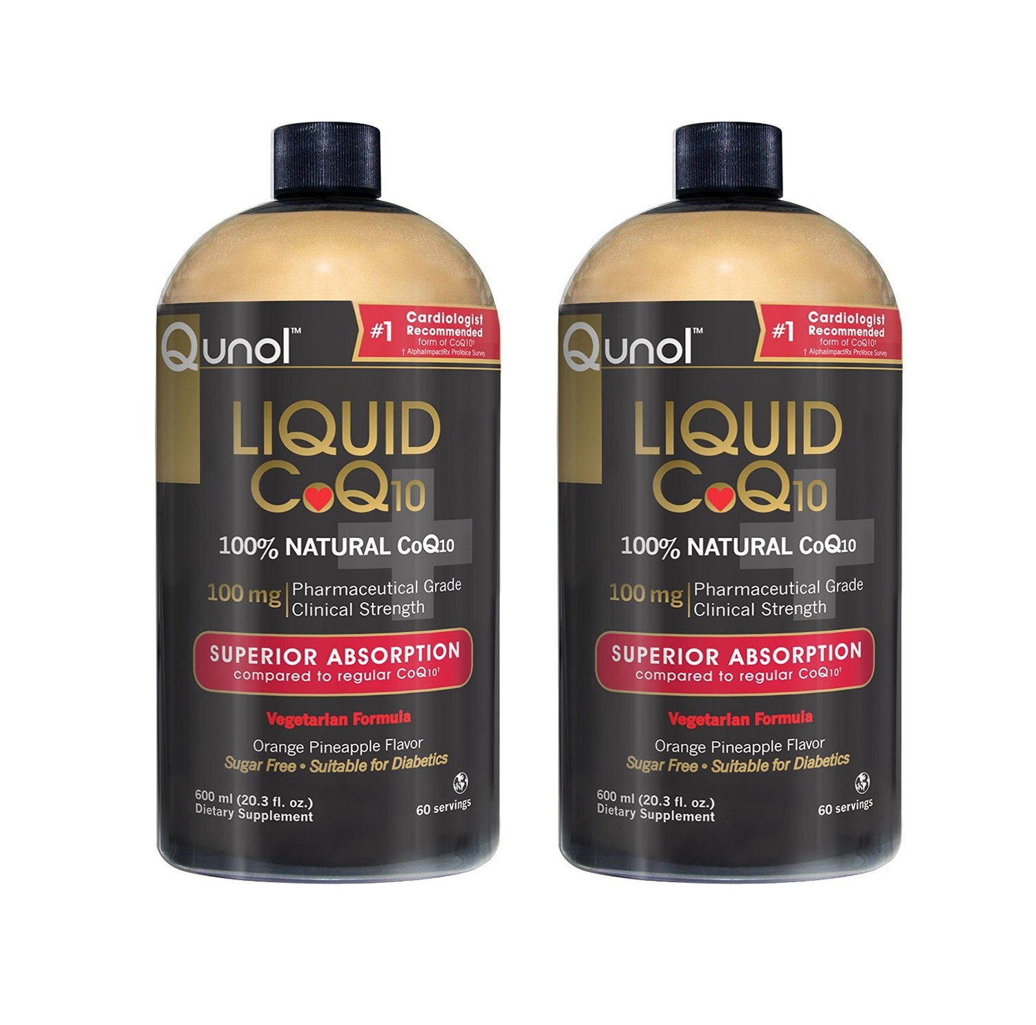 Qunol Liquid CoQ10 100mg - High Absorption Coenzyme Q10 Supplement for Heart Health & Energy - Orange Pineapple Flavor - 60 Servings (20.3 oz) - Pack of 2 - Antioxidant Support for Active Adults & Seniors - Perfect for Daily Wellness Routine & Cardiovascular Support