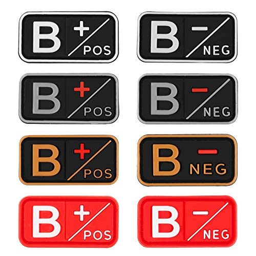 D-FLIFE 3D PVC Blood Type Patch Kit - A+, B+, AB+, O+ Positive & A-, B-, AB-, O- Negative Rubber Fasteners (O- Negative) - Ideal for Medical ID, Emergency Preparedness & First Aid Kits