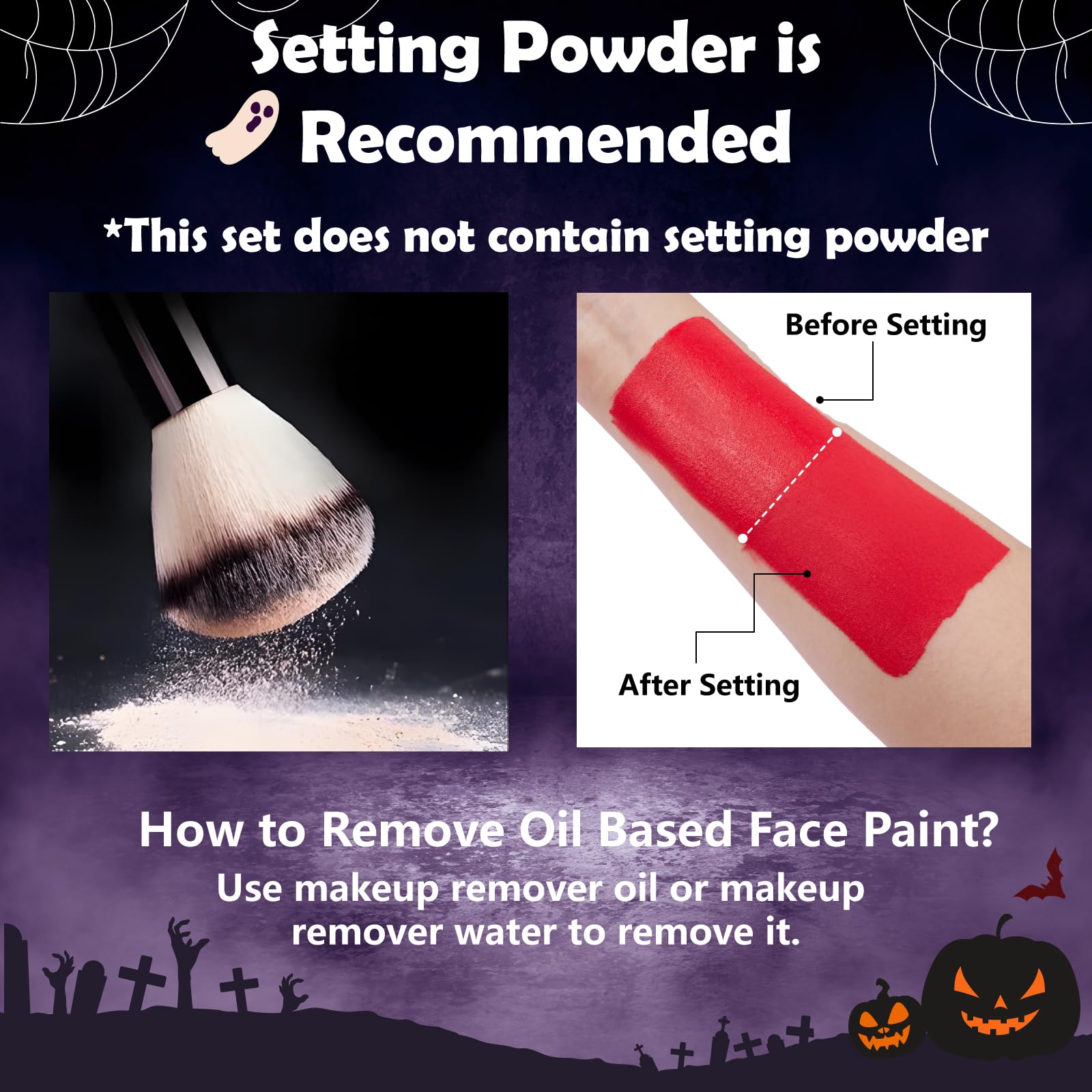 Professional Joker Clown Makeup Kit for Halloween - Includes White, Red, Black & Blue Oil-Based Face/Body Paint, 20g Green Hair Wax, Powder Puff & 2 Brushes | Perfect for Joker Cosplay, Halloween Parties & Themed Events