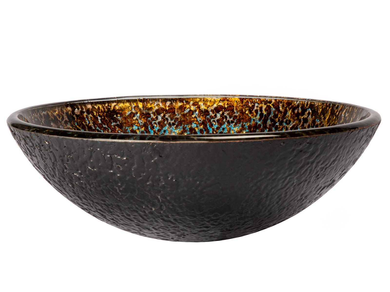 Electric Leopard Textured Round Glass Above Counter Vessel Sink - Modern Bathroom Vanity Sink for Contemporary Home Decor