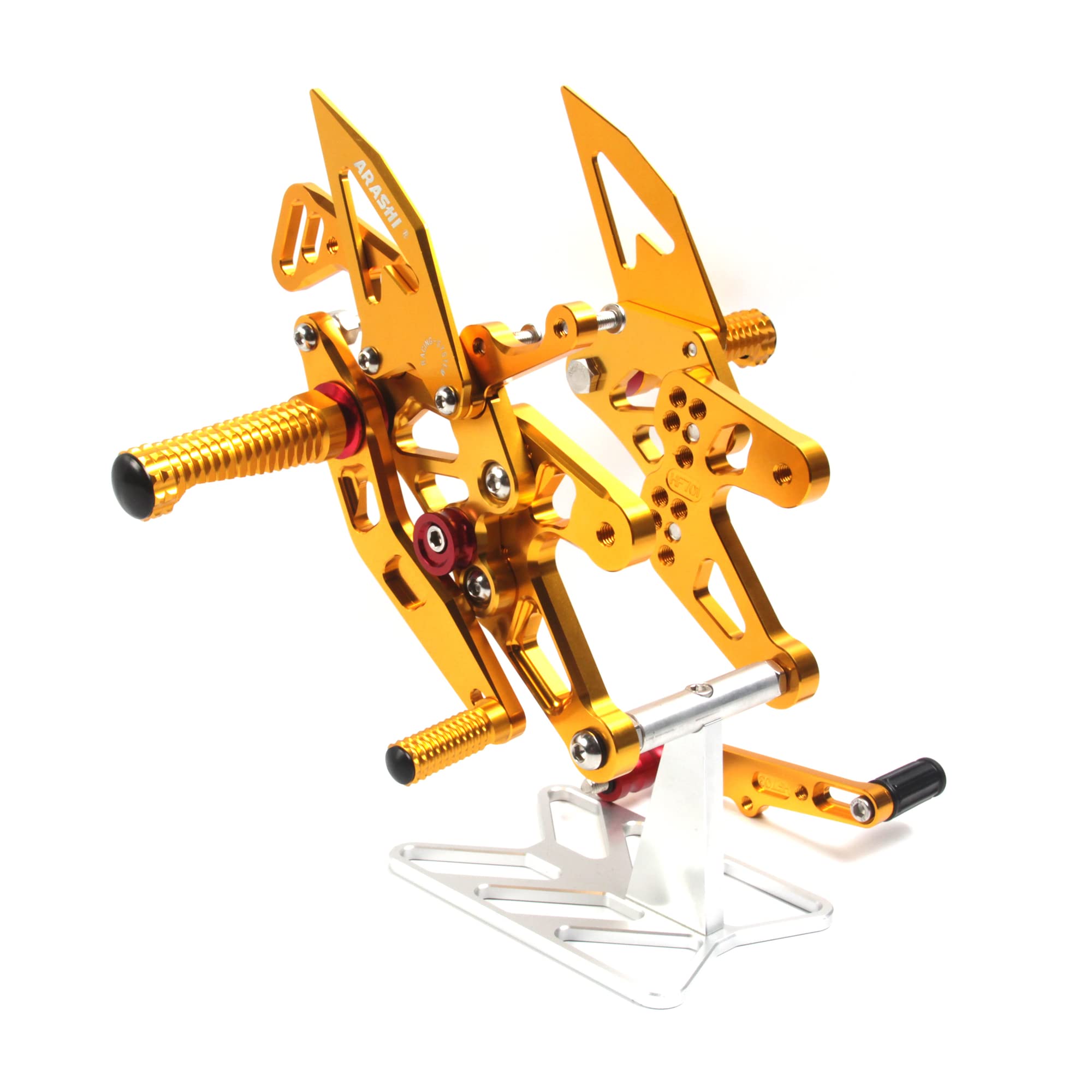 Arashi V2.0 Adjustable Rear Sets Footrests for BMW S1000RR/HP4 (2015-2019) - CNC Machined Motorcycle Foot Pegs - Gold Finish - Perfect for Track Racing & Street Performance Upgrades