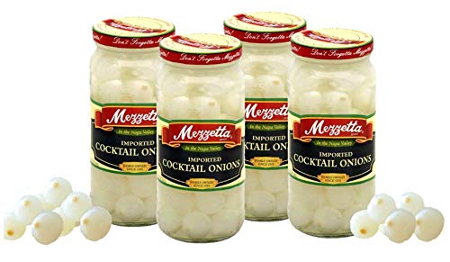 Mezzetta Imported Premium Cocktail Onions - 4 Pack (16 Oz Each Jar) | Gourmet Garnish for Martinis, Bloody Marys & Charcuterie Boards