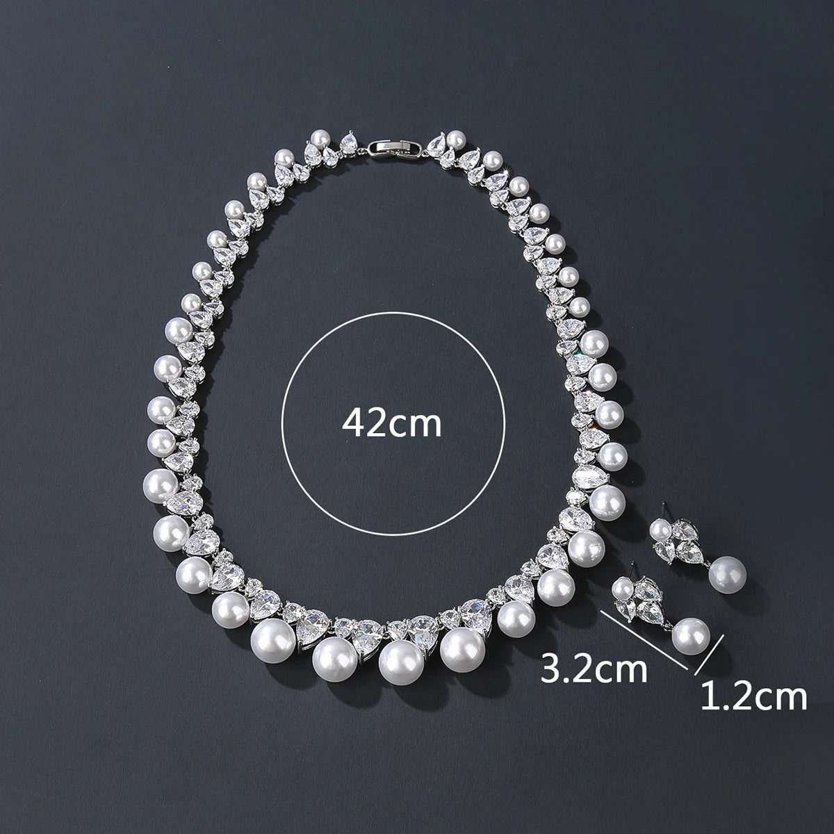 Luxury Water Drop Cubic Zirconia Pearl Necklace for Women - Elegant Wedding Jewelry Set, Bridesmaid Gift (CN10243) | Perfect for Weddings, Proms, Anniversaries and Special Occasions