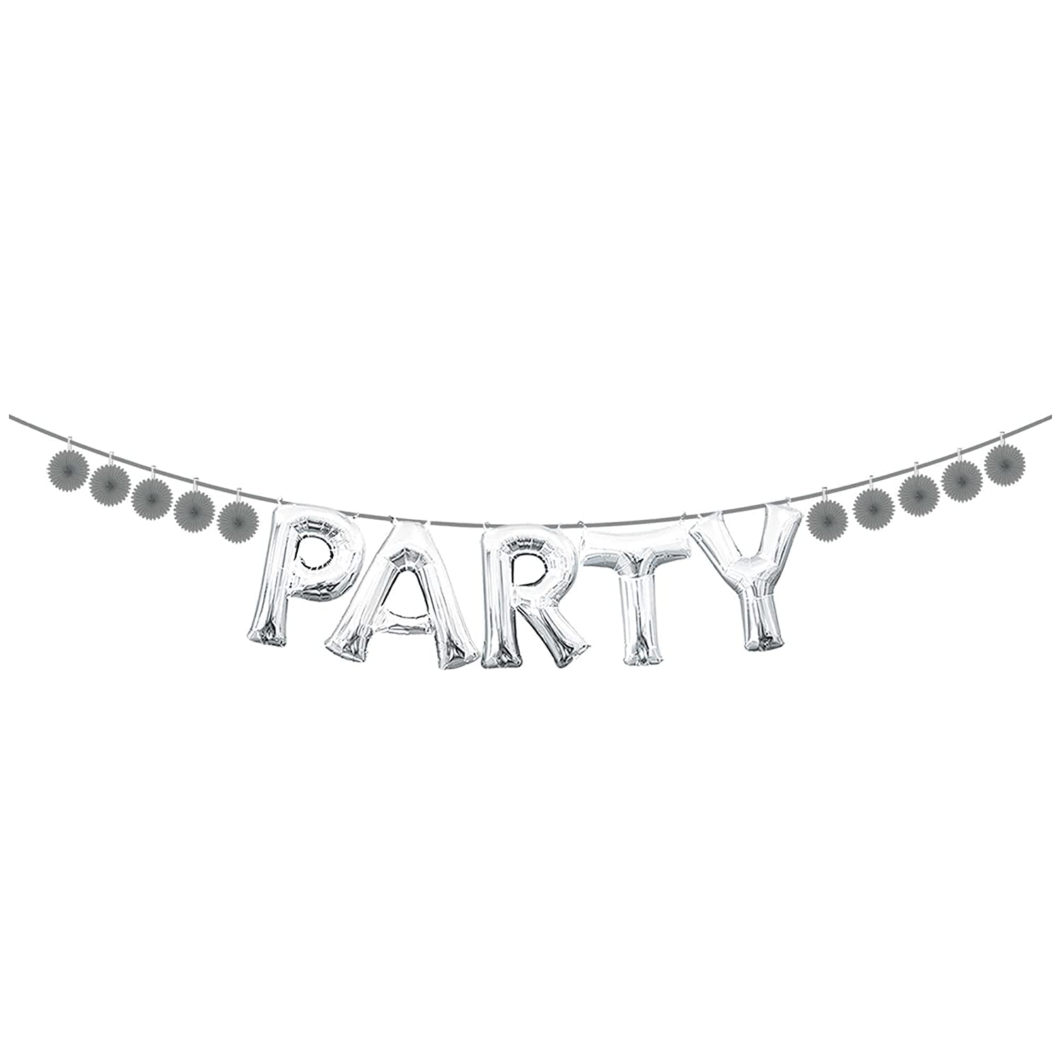 Amscan Mini Tissue Fan Banner - Silver Party Decoration for Birthday, Wedding & Baby Shower - 1 Piece Pack