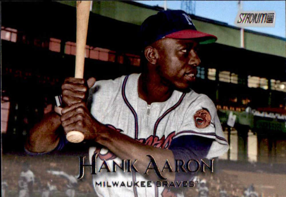 2019 Topps Stadium Club #54 Hank Aaron Milwaukee Braves Baseball Card - Rare Collectible for Sports Memorabilia Enthusiasts - Perfect for Display, Trading, and Investment