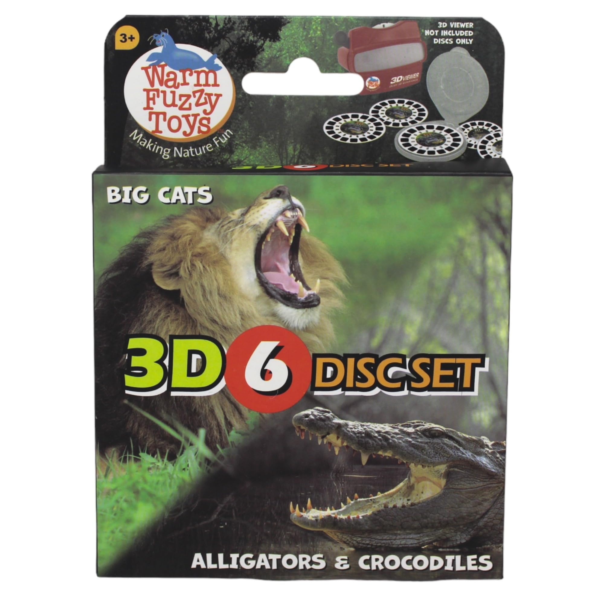 WARM FUZZY Toys Alligator and Big Cat Viewfinder Reels for Kids & Adults - 6 Slides with 42 HD 3D Images, Retro Classic Toy for Family Fun, Travel Entertainment & Educational Playtime