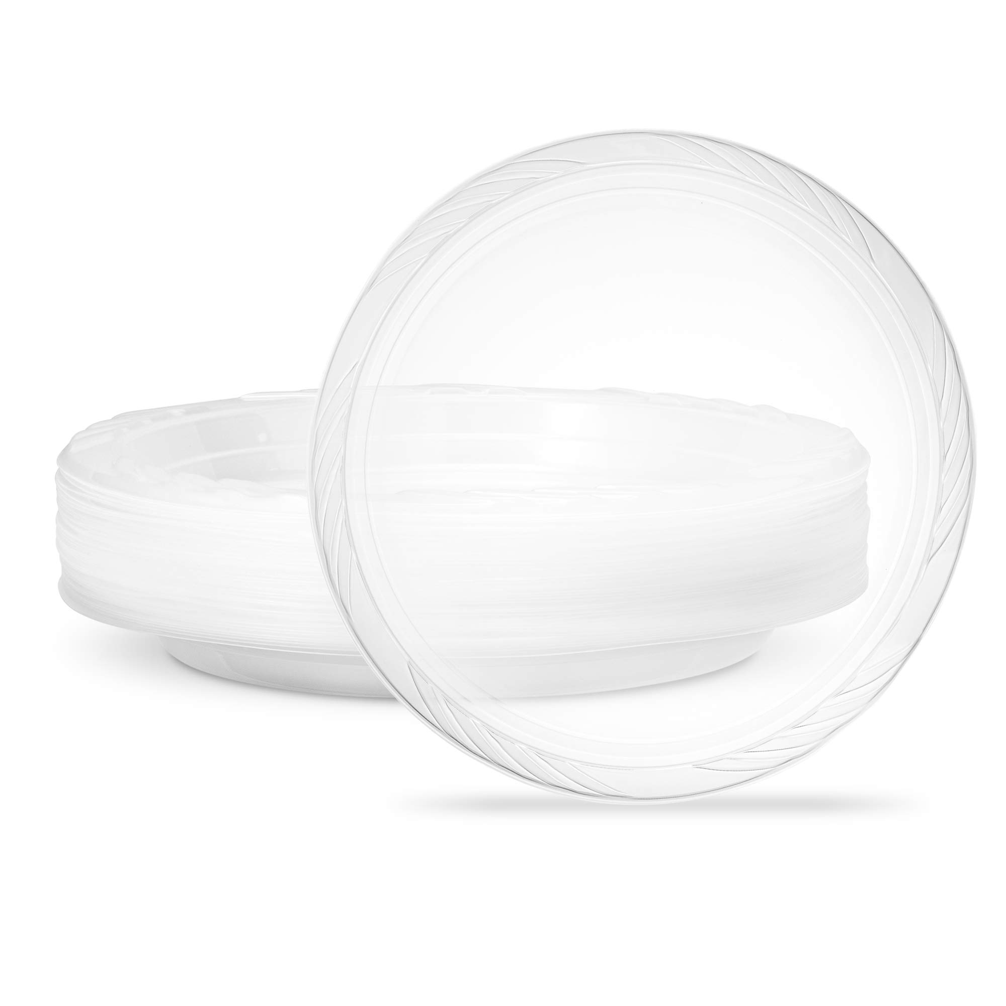 Premium Heavyweight Crystal Clear Disposable Plastic Plates - 480 Pack of 9 Inch Durable Dinner Plates for Parties, Picnics, BBQs & Catering Events - BPA-Free Shatterproof Tableware