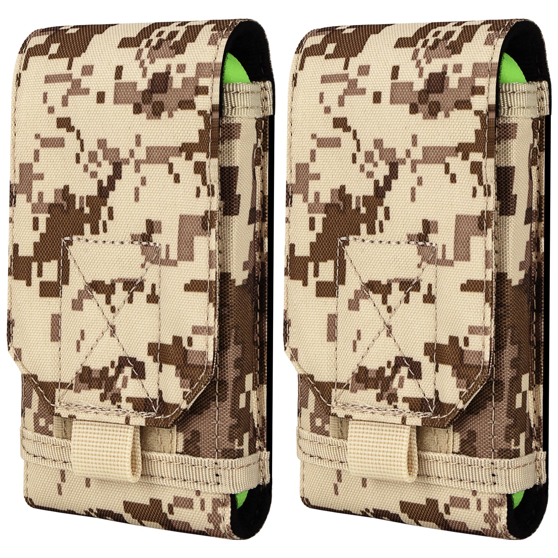 IronSeals 2 Pack Tactical Molle Phone Holster Pouch - Universal Belt Waist Bag for iPhone 16 Pro Max/16 Pro/15 Pro Max/14 Pro Max & Samsung S24/S23/S22 - Durable Military-Grade Phone Holder for Hiking, Camping & Outdoor Activities (Size L)