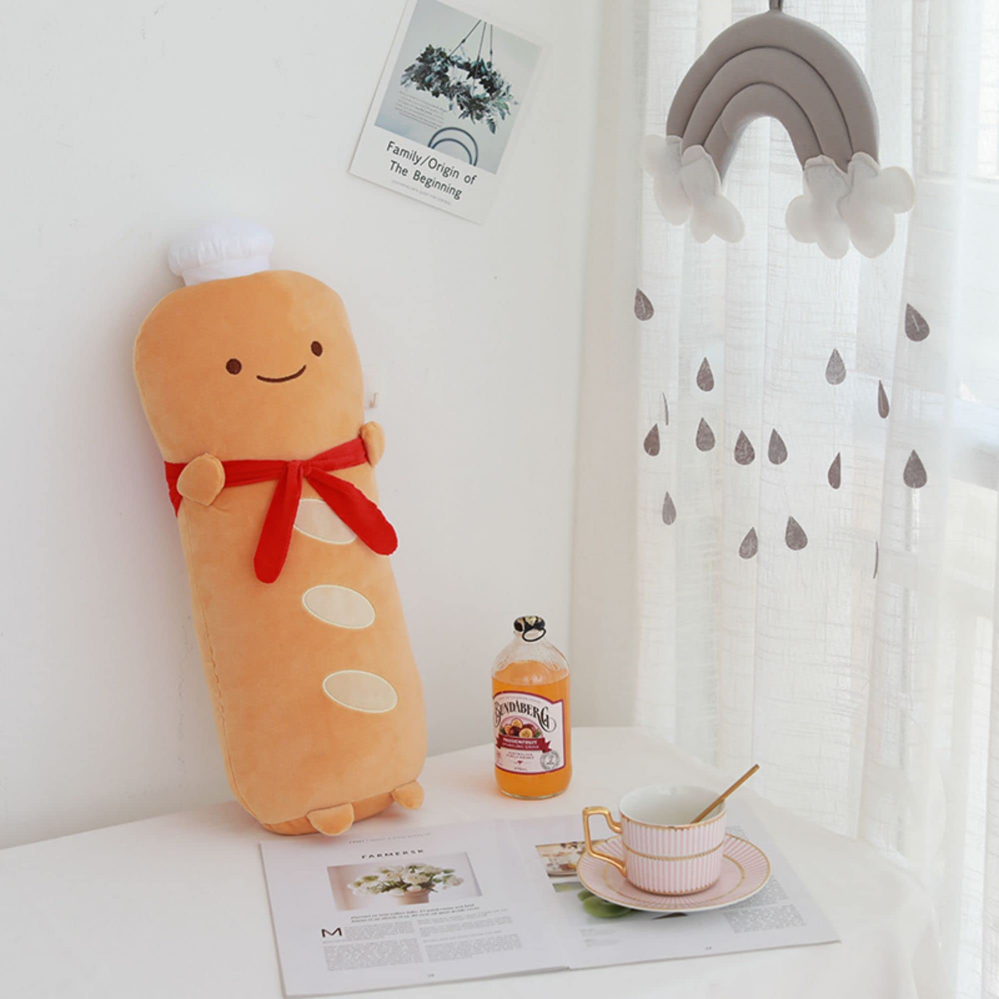 Funny Toast Bread Pillow - Cute Food Plush Toy for Sofa & Bed - Small Stuffed Toast Pillow (French Baguette, Brown) - Perfect for Home Decor, Gifts & Cosplay Props
