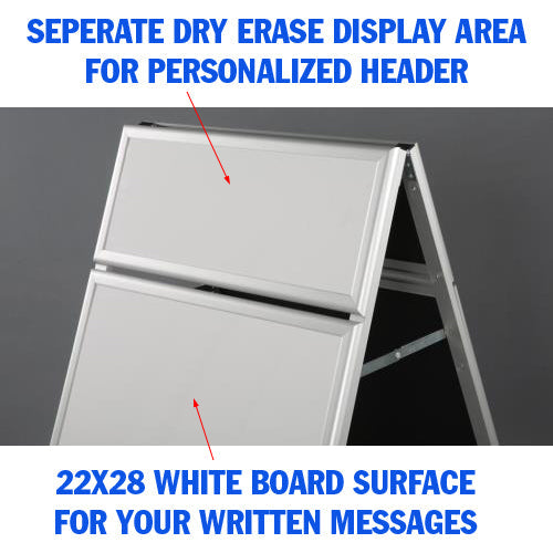 Dry Erase Whiteboard with Header and Sidewalk Sign Holders - Perfect for Classrooms, Offices, and Retail Stores