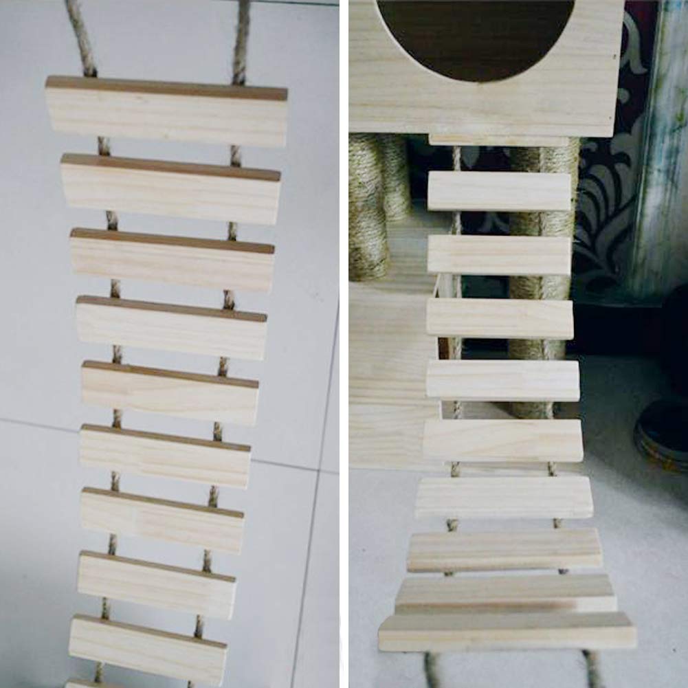La La Pet® Wooden Cat Bridge & Ladder - Multi-Level Cat Perch, Hammock, Shelf & Climber for Indoor Cats - Kitty Activity Furniture (39.37