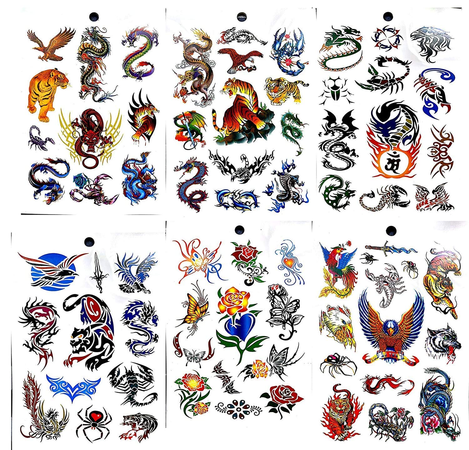 Arpit Mart Temporary Tattoos - 31 Fun Body Art Stickers for Kids Birthday Parties, Return Gifts & Costume Events (5 Book Set) | Safe, Washable & Easy to Apply
