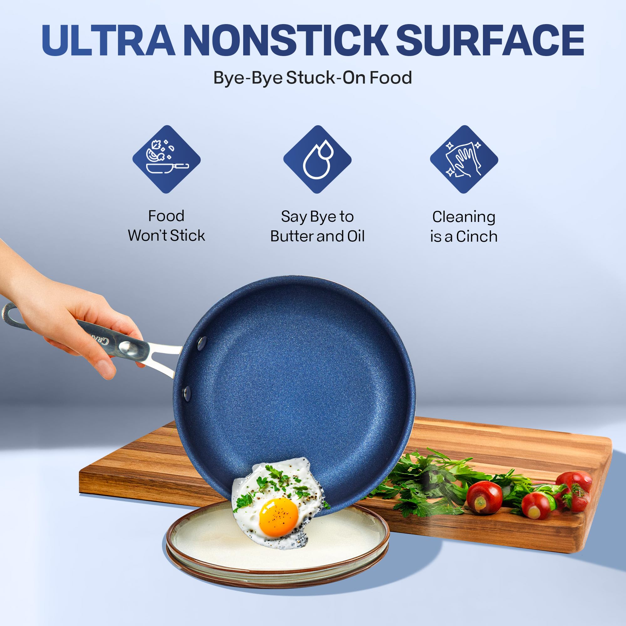 Granitestone True 20-Piece Non-Toxic Pots and Pans Set - PFOA & PFOS Free, Oven & Dishwasher Safe Cookware with Deep Square Pan & Bakeware - Perfect for Home Cooking, Baking, and Family Meals