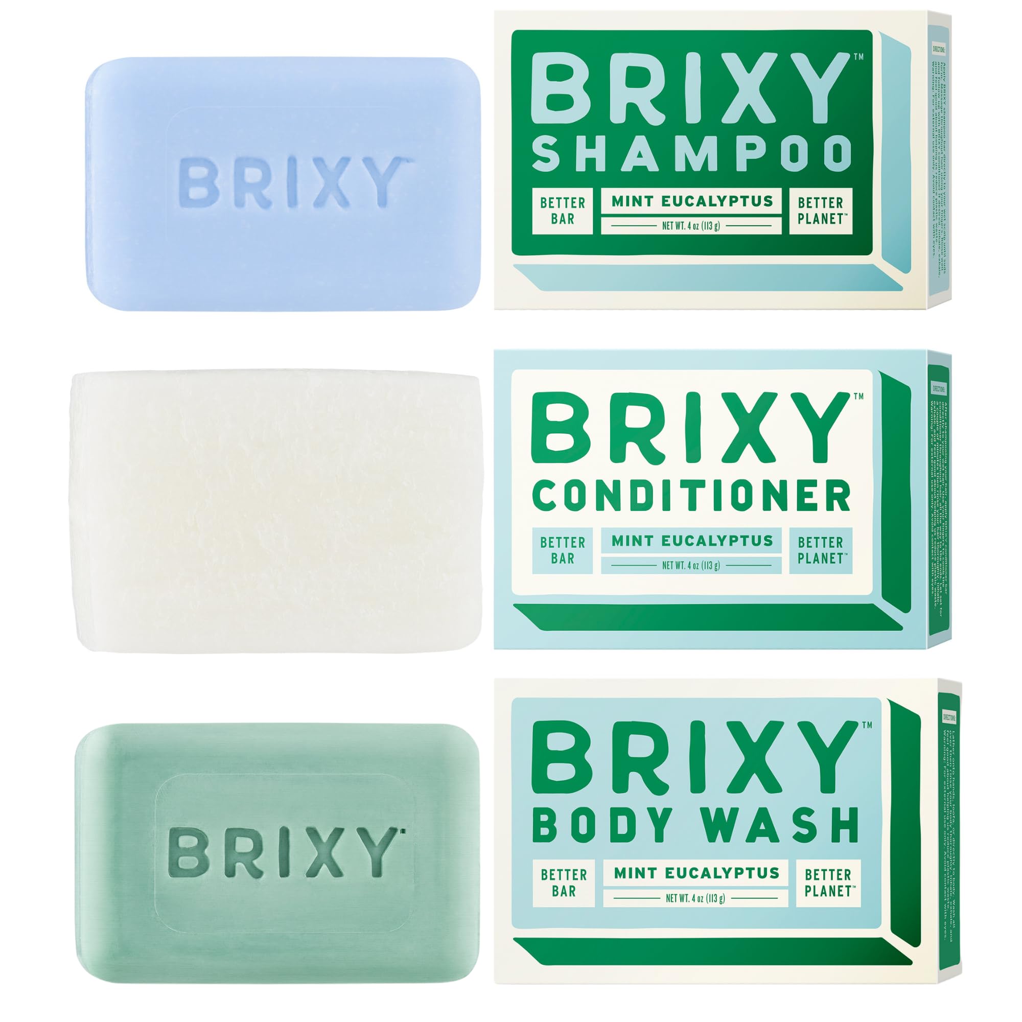 BRIXY Balancing Shampoo & Conditioner Bar Set with Moisturizing Body Wash - Oil Control & Hydration for All Hair Types - pH Balanced, Color Safe, Vegan Hair & Skin Care - Perfect for Travel, Gym & Eco-Friendly Home Use