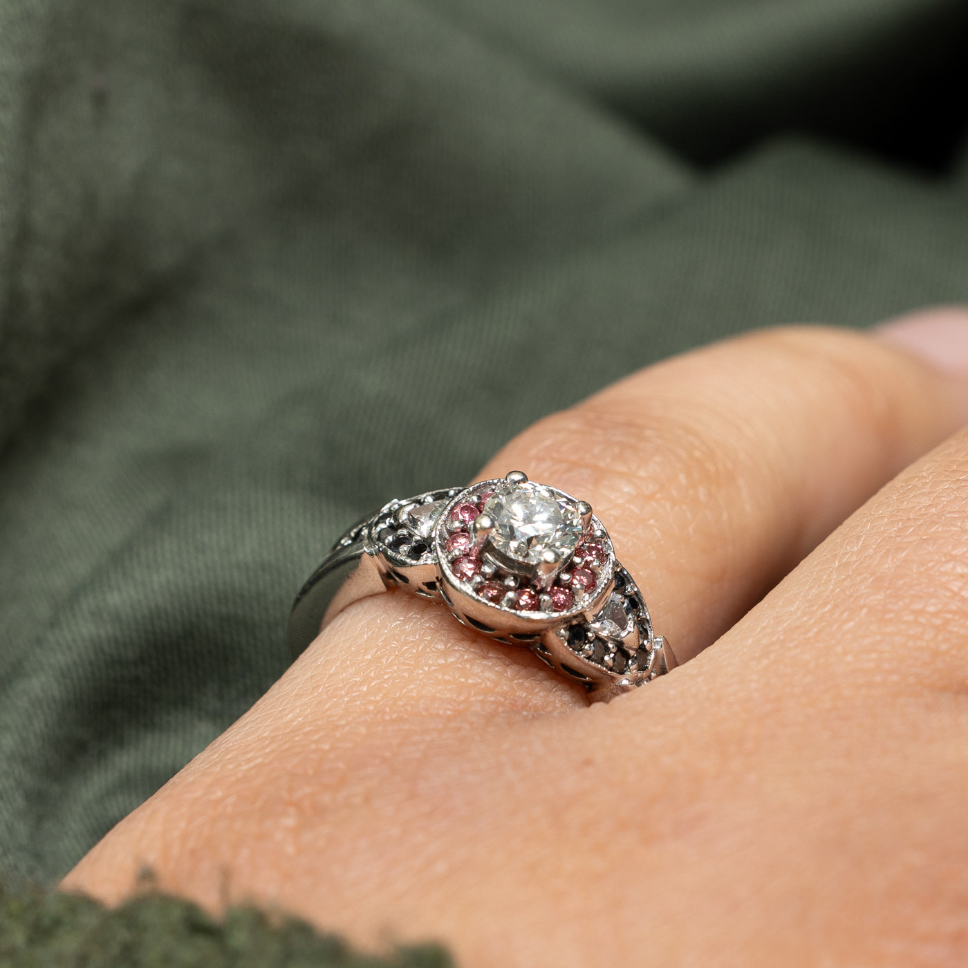 0.59ctw Multi Color Diamond Halo Engagement Ring - Size 5.5 | Elegant Wedding Band, Anniversary Gift & Proposal Jewelry for Her
