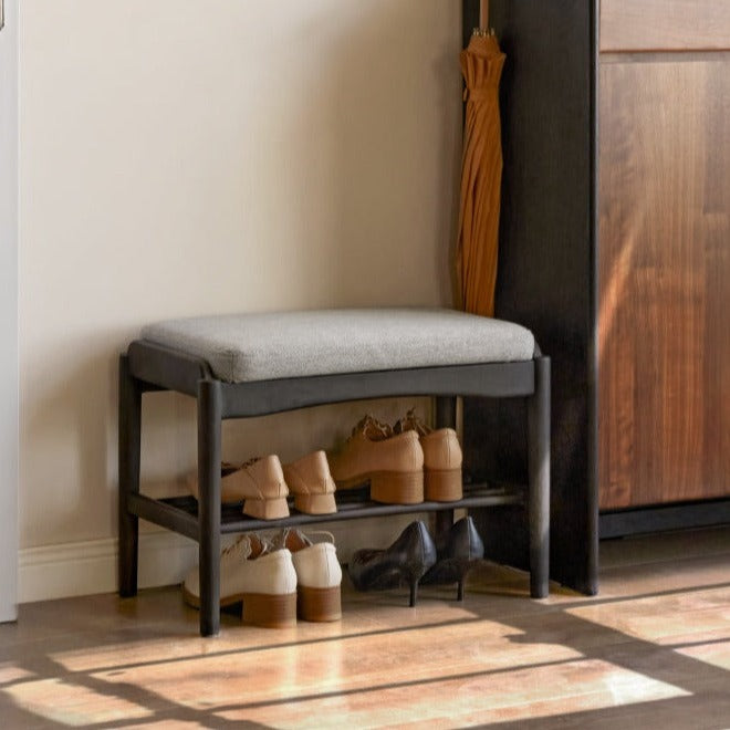 Solid Oak Wood Shoe Bench - Durable Entryway Shoe Storage & Seating for Home, Mudroom, or Bedroom - Perfect for Organizing Shoes & Putting On/Taking Off Footwear