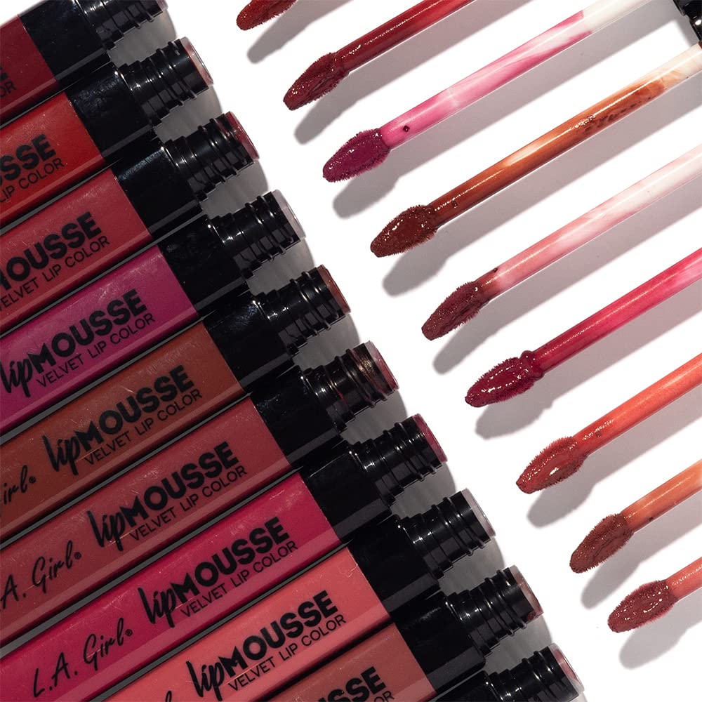 L.A. Girl Lip Mousse Liquid Lipstick - Unstoppable Glossy Finish, Long-Lasting & Hydrating Matte Lip Gloss for Women | Perfect for Date Night, Parties & Everyday Wear