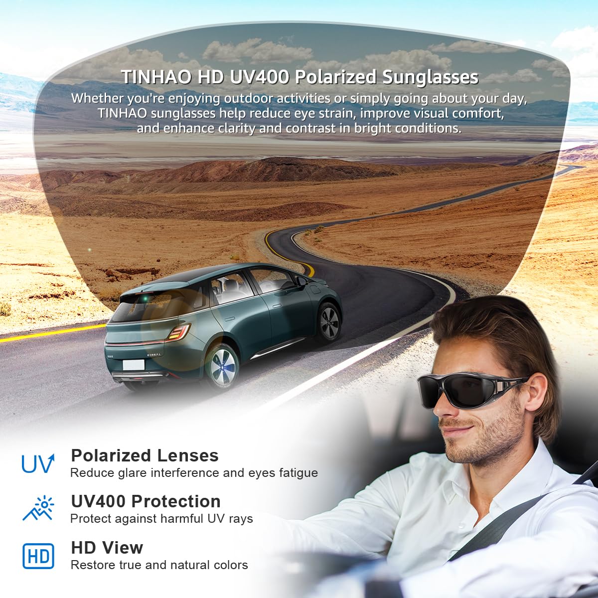 Polarized Sunglasses for Men - UV400 Protection Fit Over Glasses, Sports & Driving Shades, Fishing Sunglasses - Perfect for Outdoor Activities, Cycling, Running, and Beach Wear