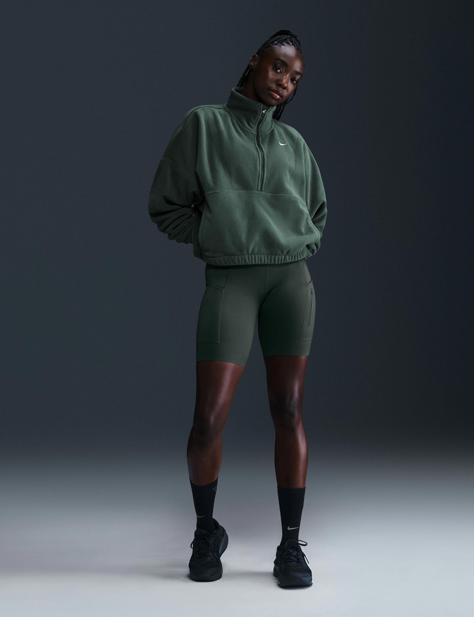 Oversized 1/2 Zip Fleece Pullover - Vintage Green & White | Cozy Winter Layering, Casual Outfit, Streetwear Fashion