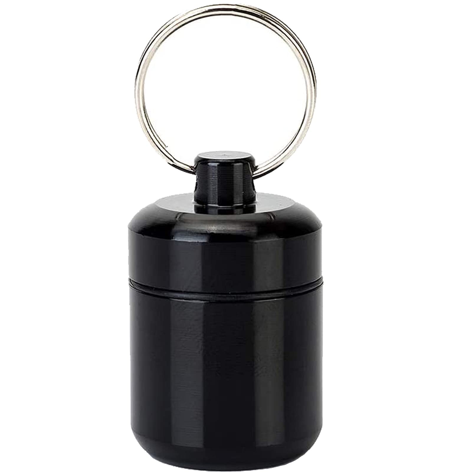 CHIVENIDO Small Waterproof Pill Box Keychain Holder - Portable Pill Fob Organizer for Medication & Vitamins (Black) - Perfect for Travel, Hiking, and Daily Use
