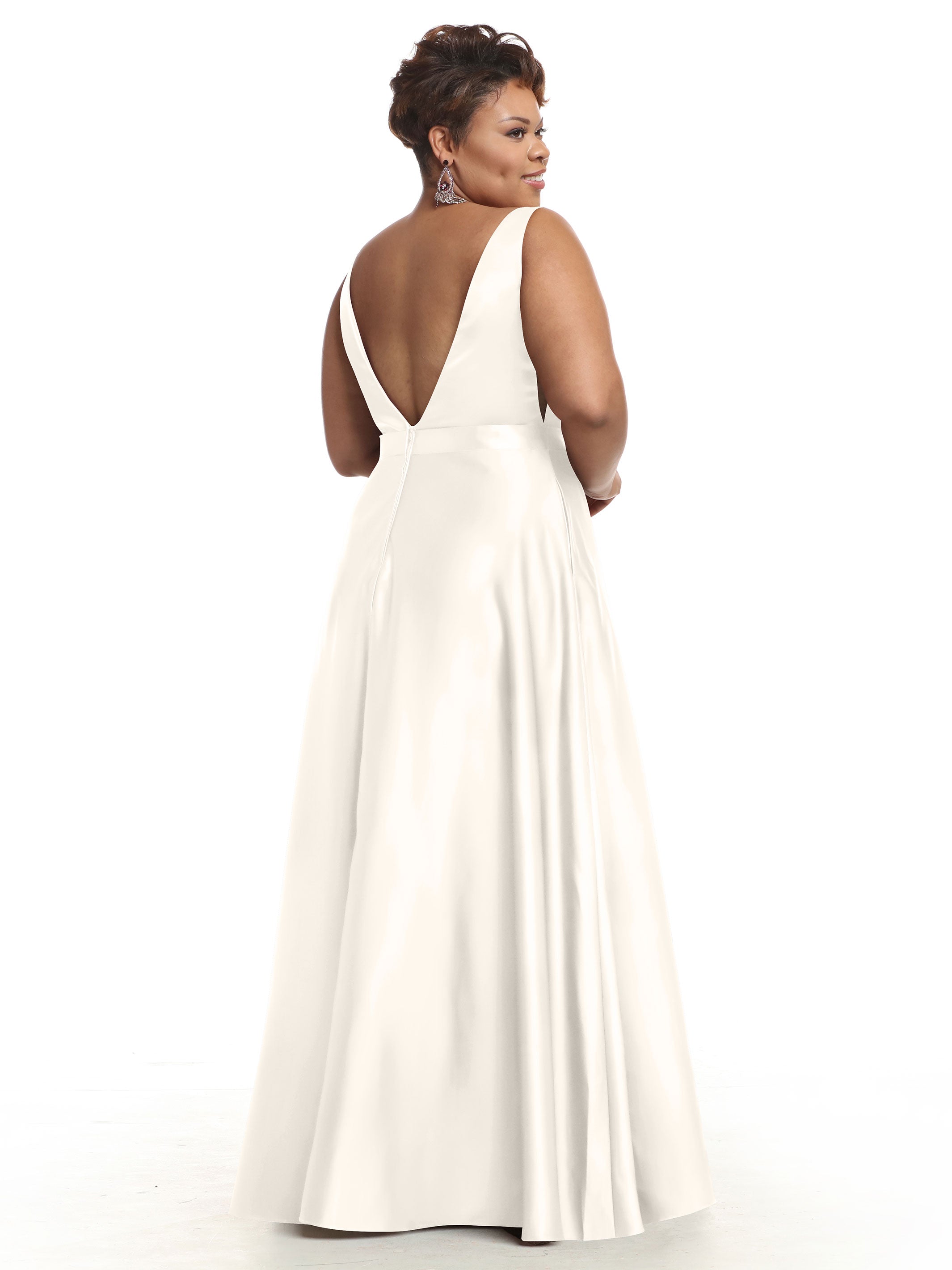 Elegant 80118 Satin A-Line Bridesmaid Dress with V-Neck & Waist Sash - Perfect for Weddings, Formal Events & Special Occasions