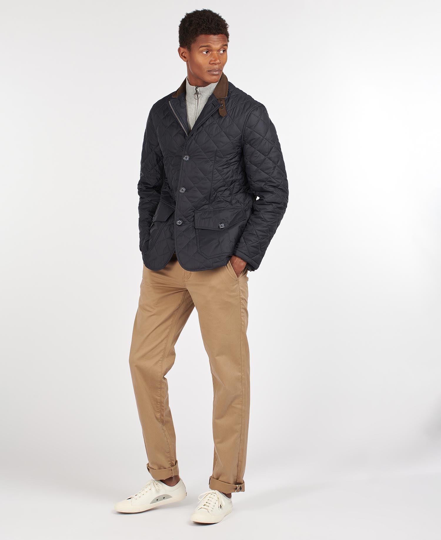 BARBOUR Sander Quilted Jacket for Men - Navy Blue Lightweight Water-Resistant Outdoor Coat for Hiking, Travel & Casual Wear