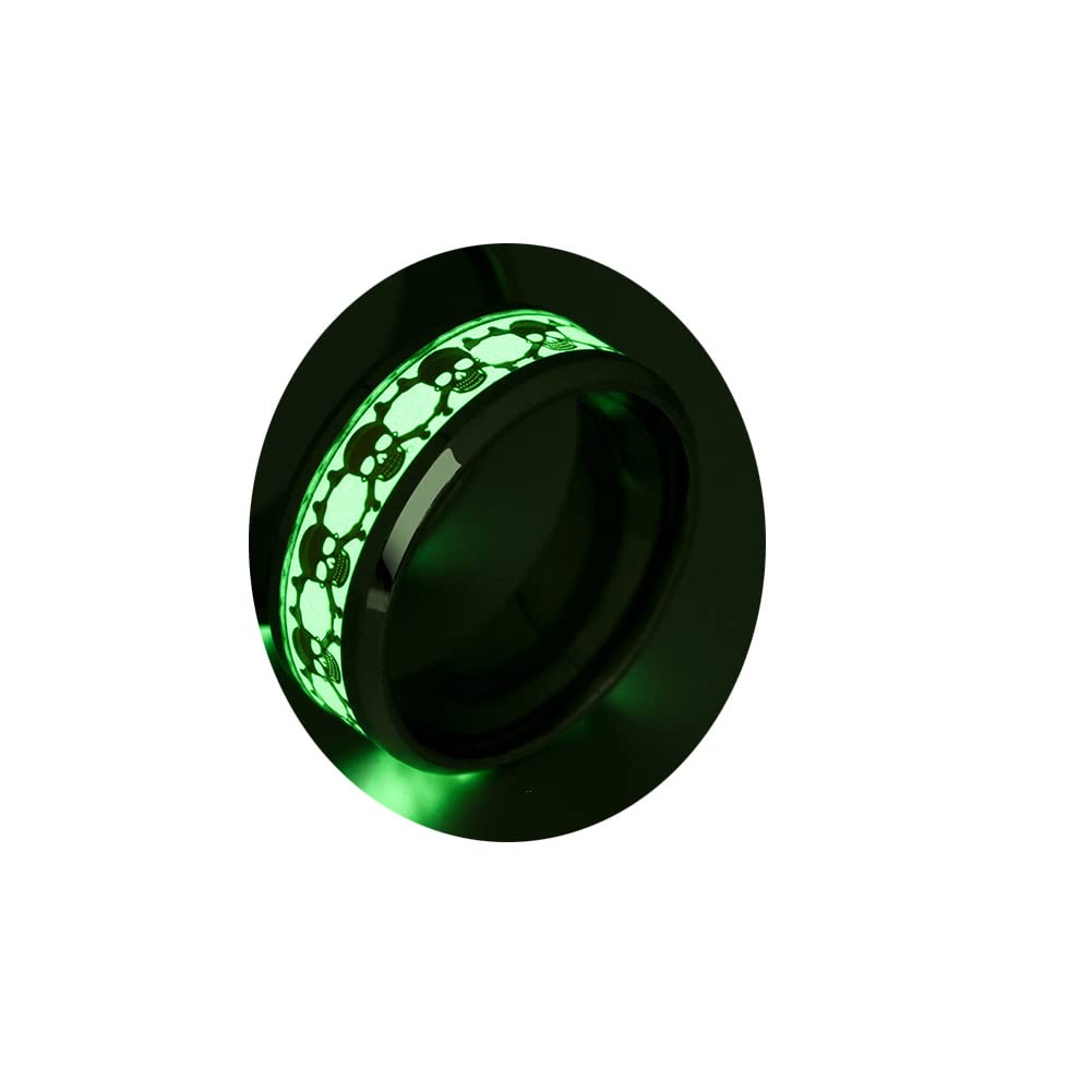 Glow in the Dark Stainless Steel Skull Rings for Women & Men - Gothic Punk Fashion Jewelry, Trendy Dainty Skull Venus Orb Ring - Perfect for Halloween, Concerts, and Night Out Accessories